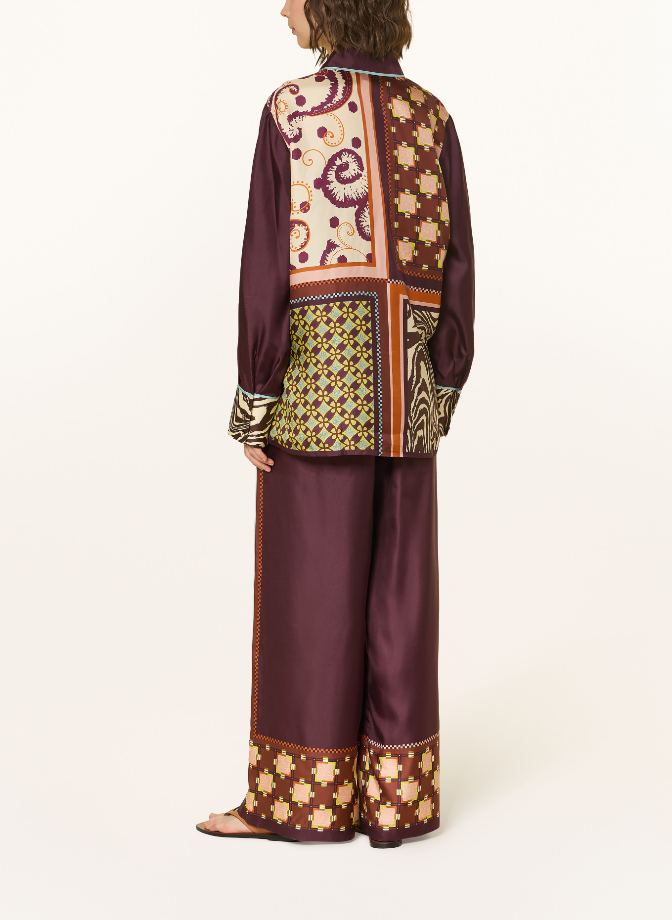 ALÉMAIS Chemisier WILSON en soie: ROUGE FONCÉ / ROSE / BLEU CLAIR