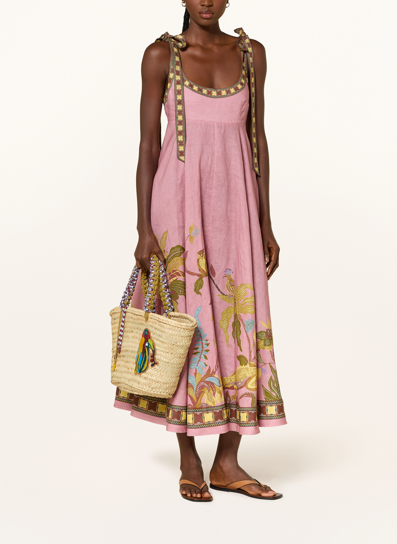 ALÉMAIS Shopper TOUCAN TANGO MACRAME MIDI: CAMEL / DUNKELROT / GELB