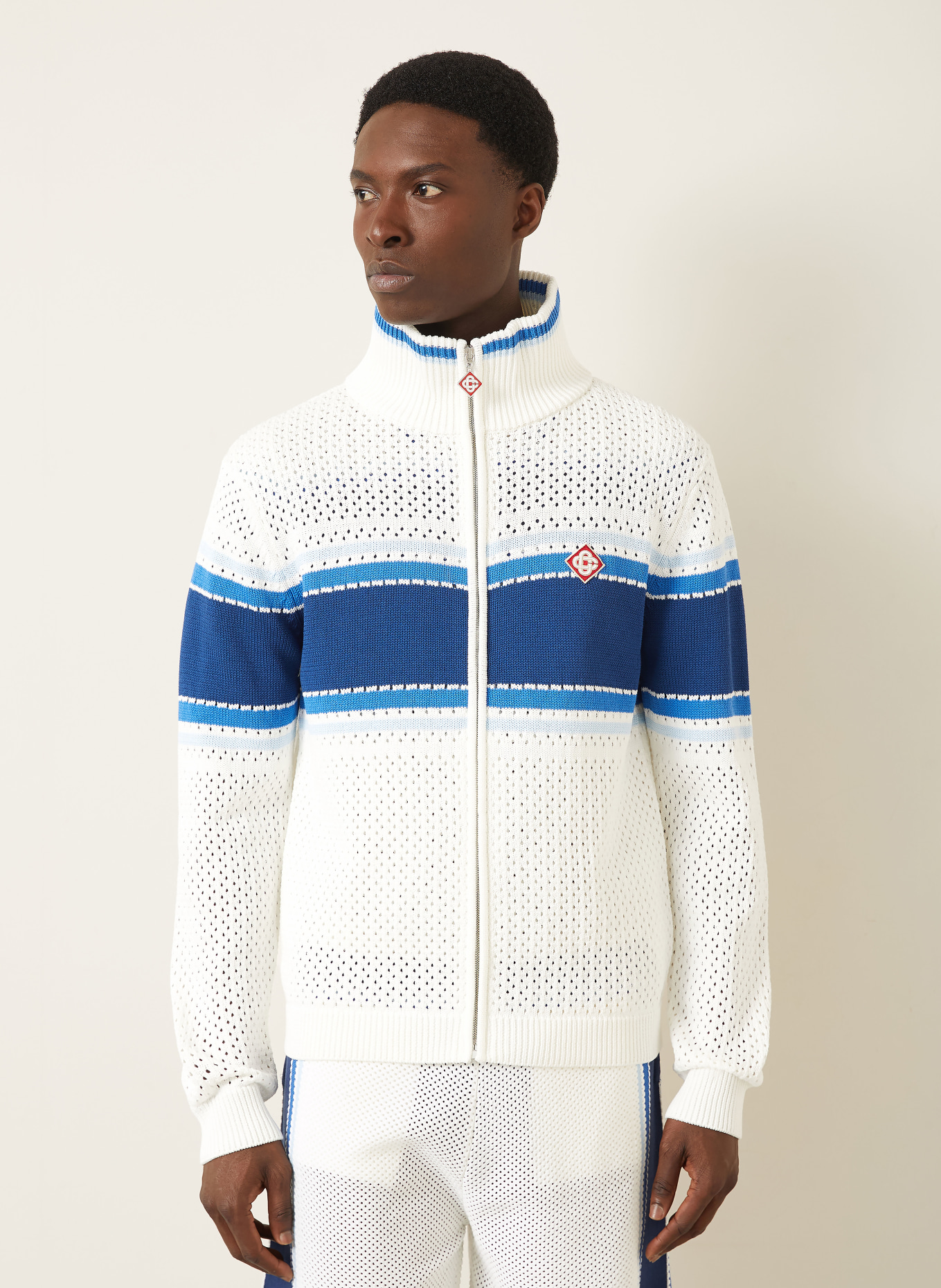 Casablanca Strickjacke: WEISS / BLAU