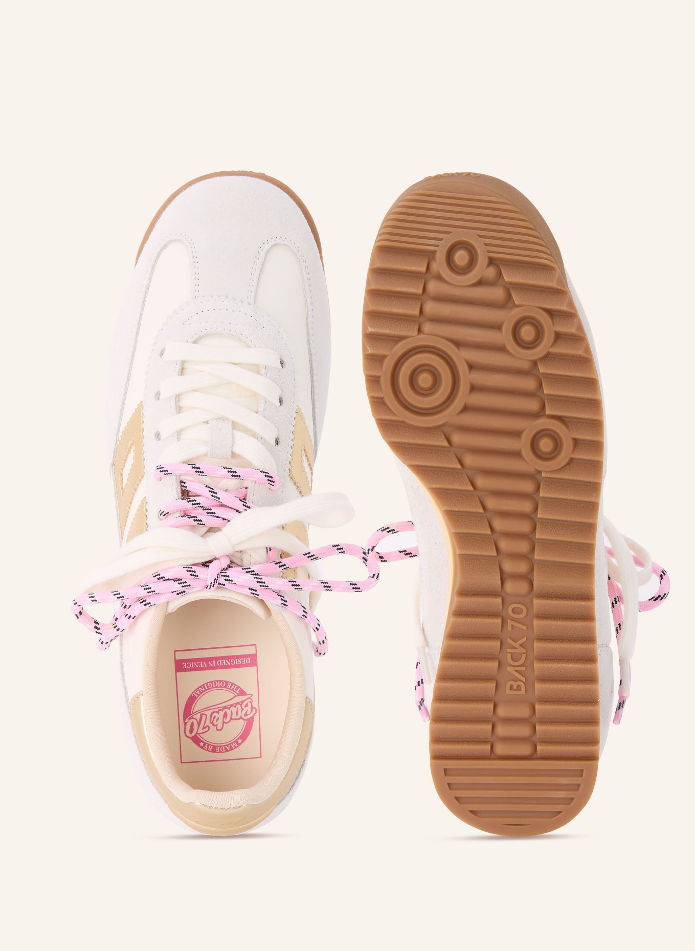 BACK 70 Sneaker JOGGER: WEISS / GOLD / ROSA