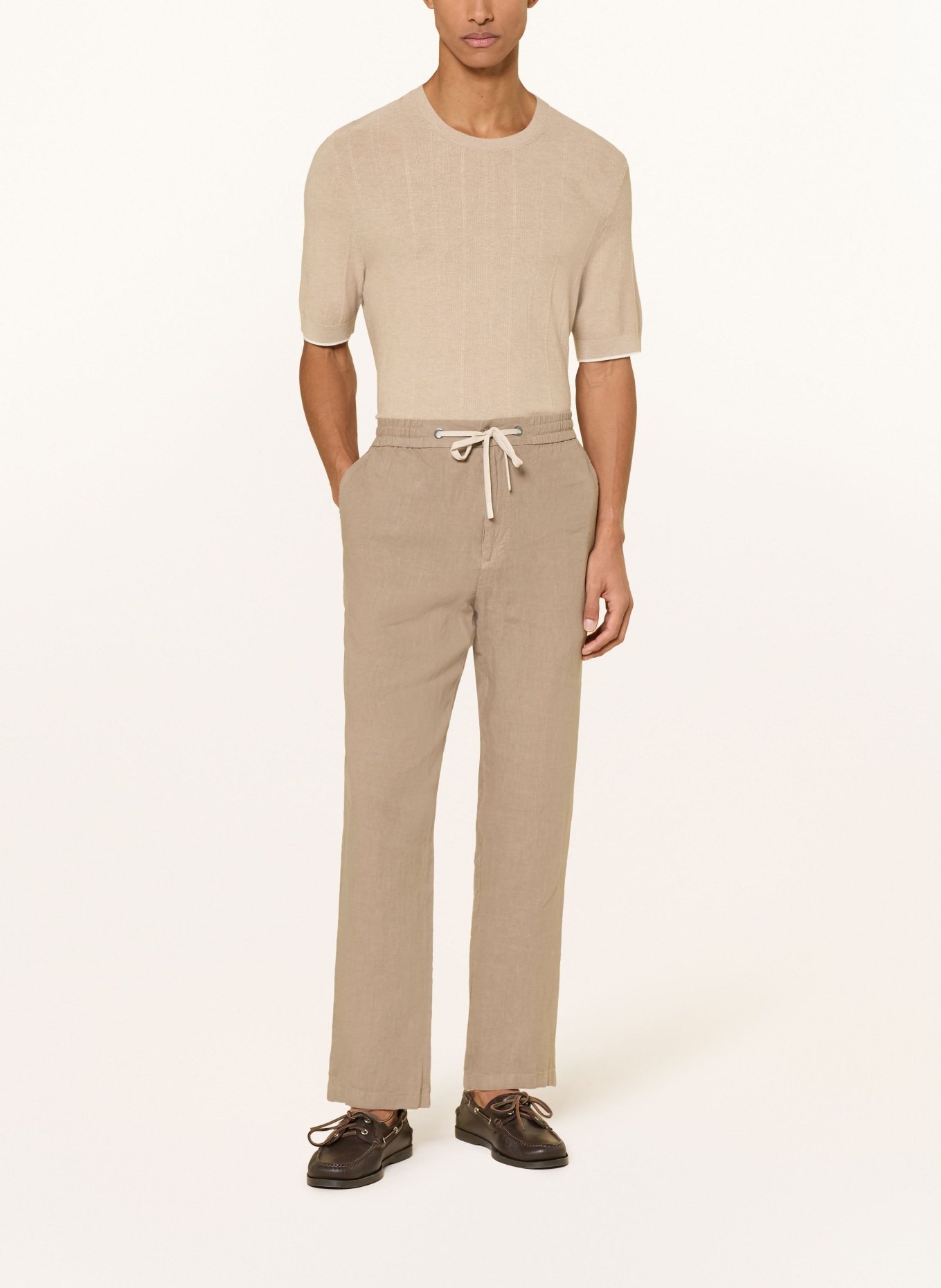 DIGEL move BENNY-pakbroek in joggingstijl, Modern Fit, van linnen: 72 BEIGE