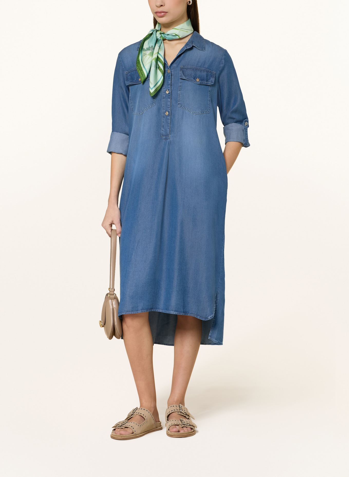 lilienfels Jurk in overhemdstijl met jeanslook: BLAUW