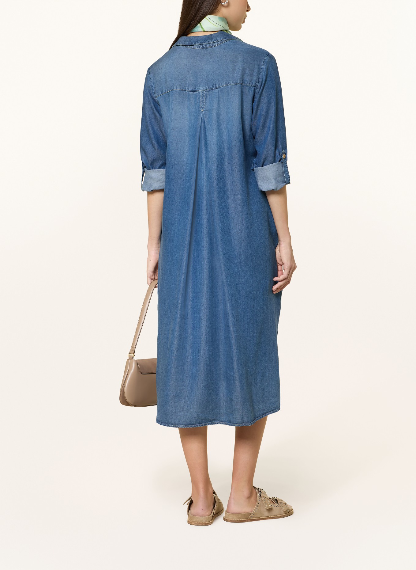 lilienfels Jurk in overhemdstijl met jeanslook: BLAUW