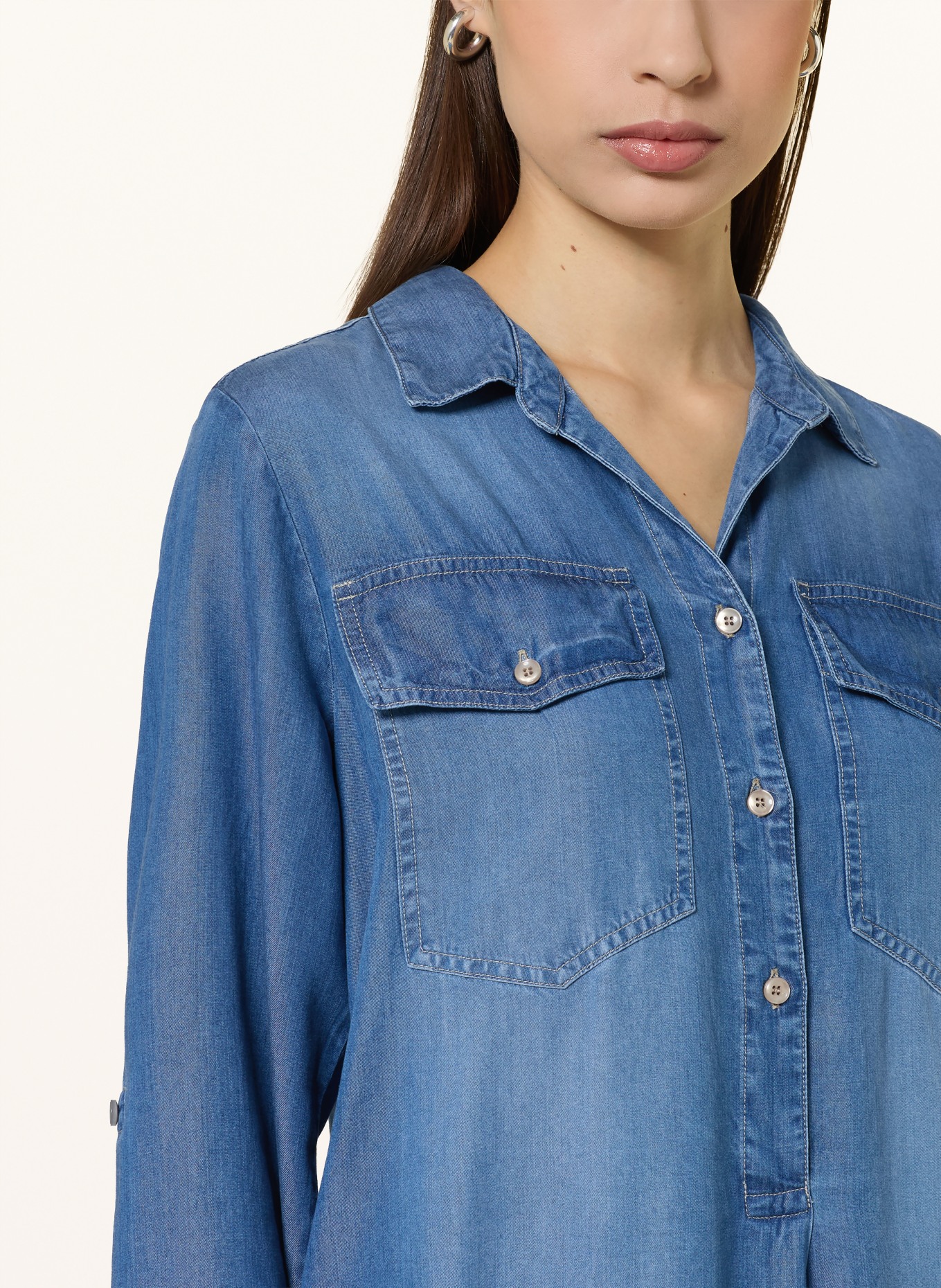 lilienfels Jurk in overhemdstijl met jeanslook: BLAUW