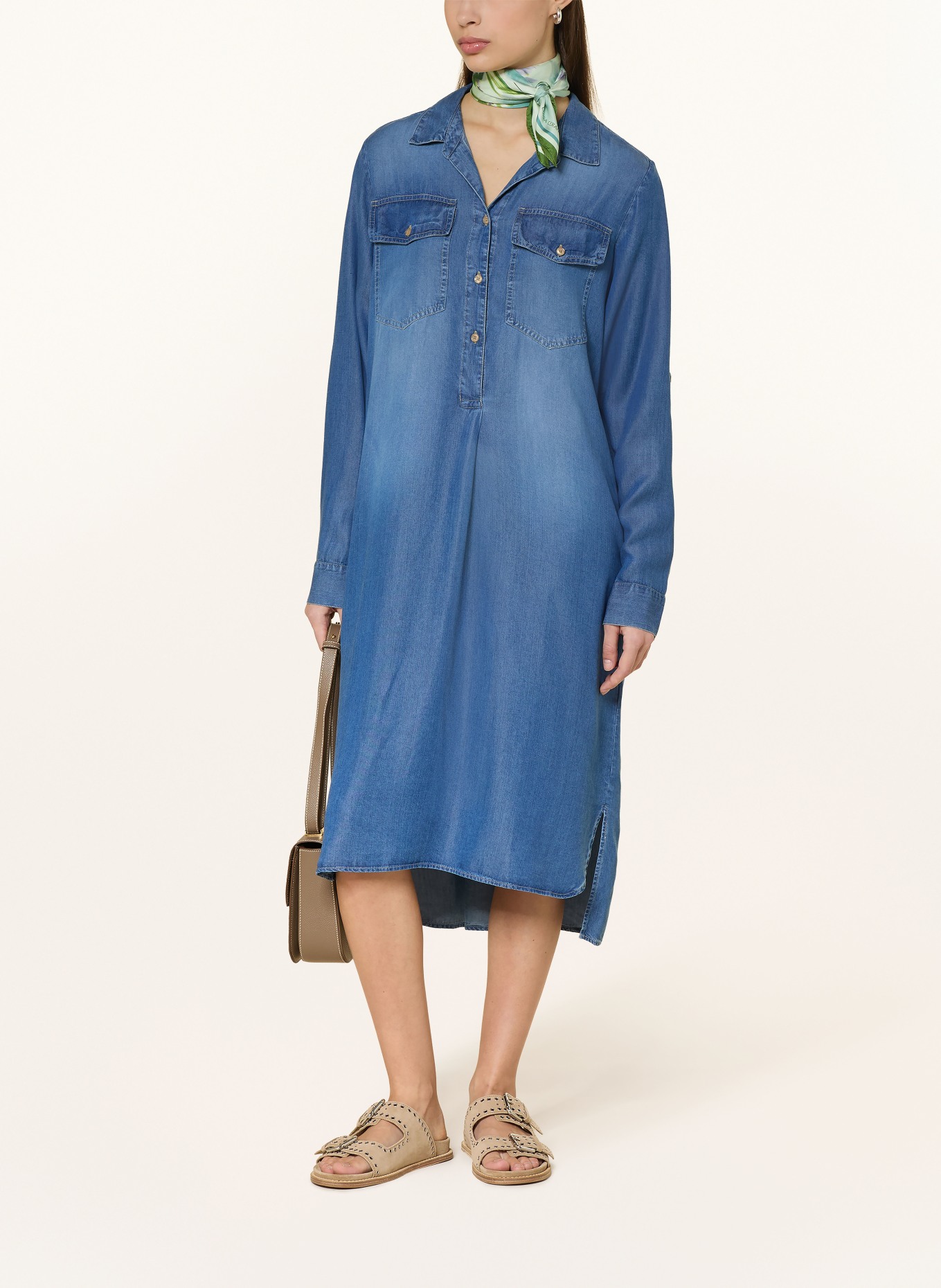 lilienfels Jurk in overhemdstijl met jeanslook: BLAUW