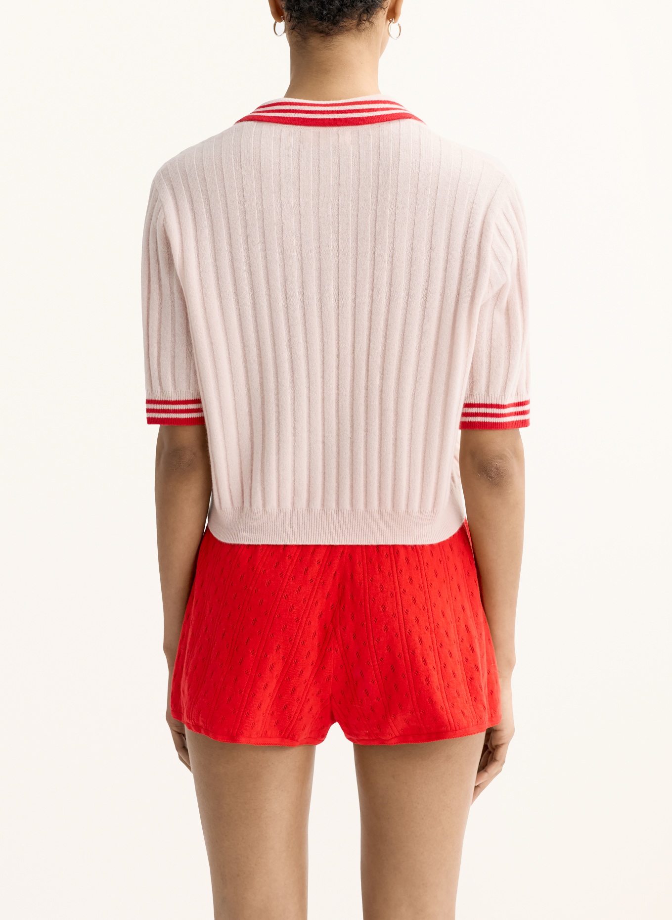 SOFT GOAT Strick-Poloshirt aus Cashmere: HELLROSA / ROT