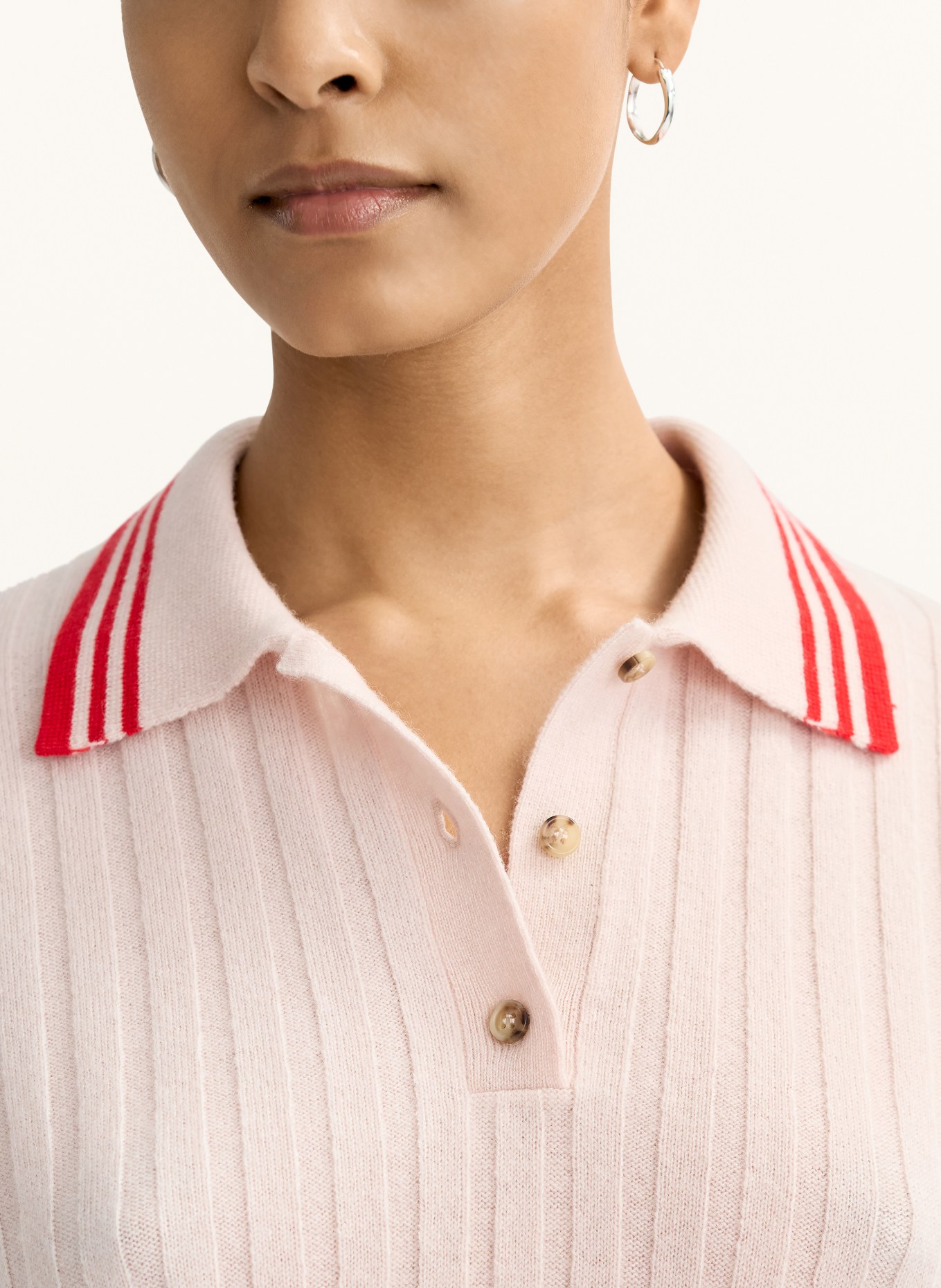 SOFT GOAT Strick-Poloshirt aus Cashmere: HELLROSA / ROT