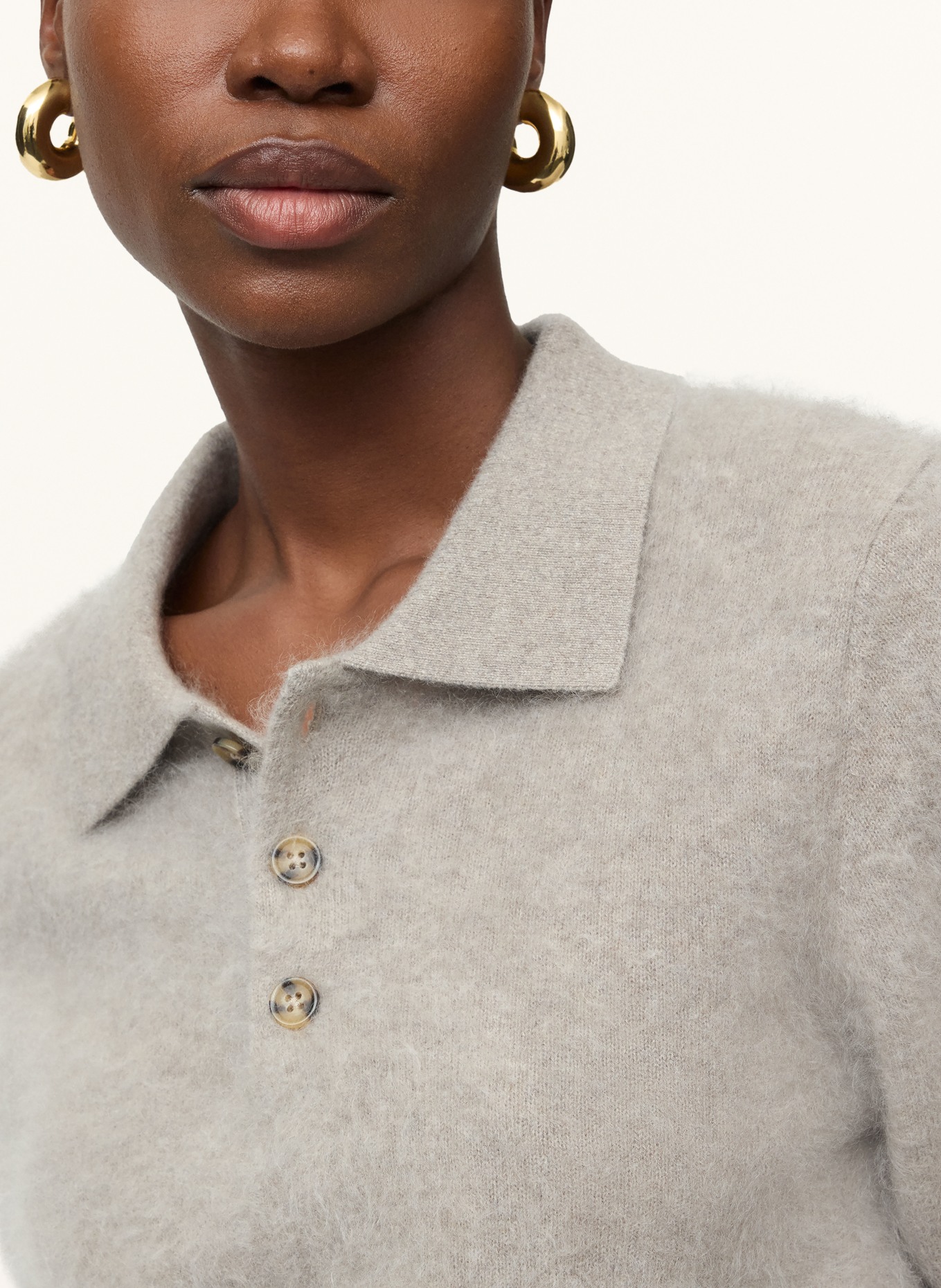 SOFT GOAT Polo en maille cachemire: GRIS