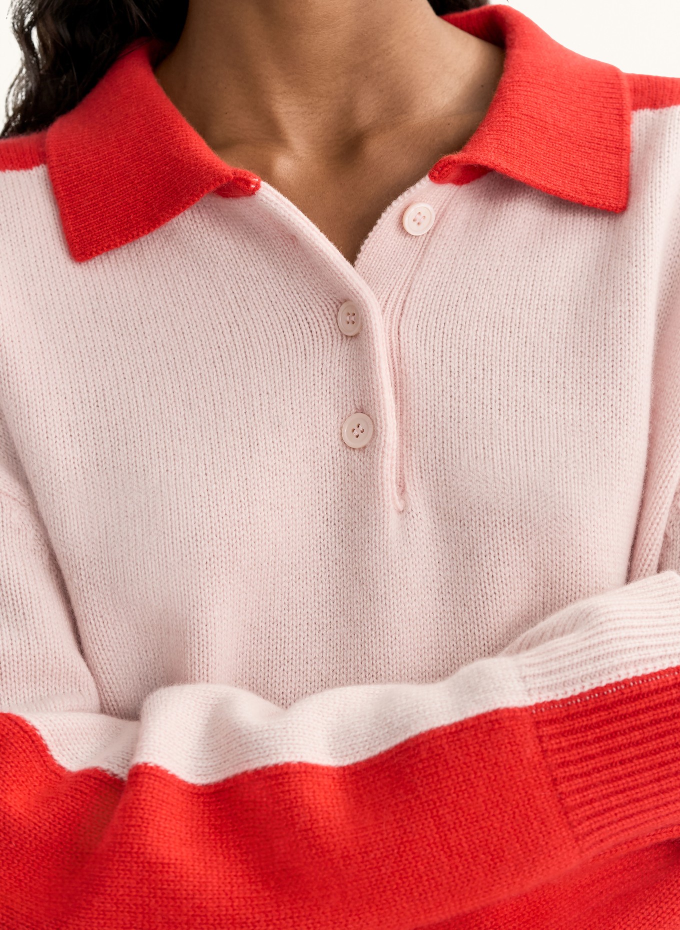 SOFT GOAT Strick-Poloshirt aus Cashmere: HELLROSA / ROT