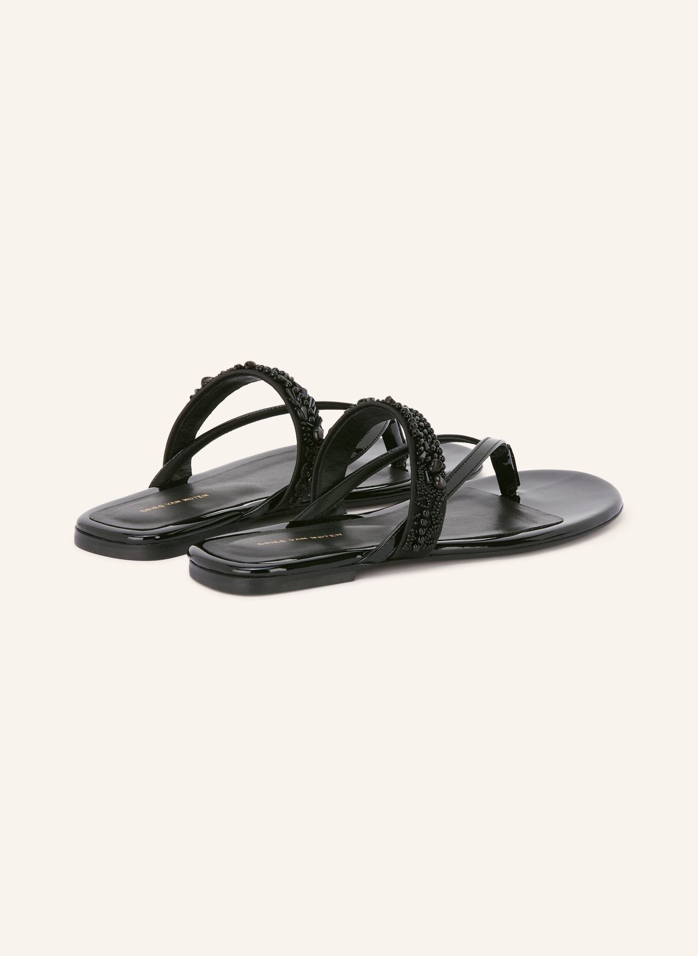 DRIES VAN NOTEN Klapki z rozdzielaczami palców i kamyczkami: CZARNY