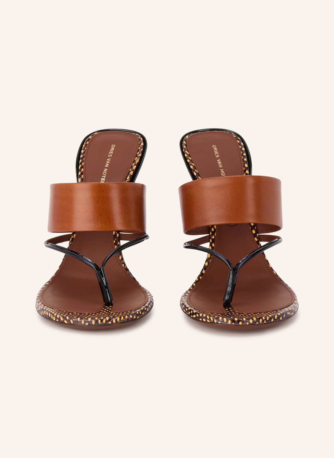 DRIES VAN NOTEN toe separators: BROWN / DARK GREEN