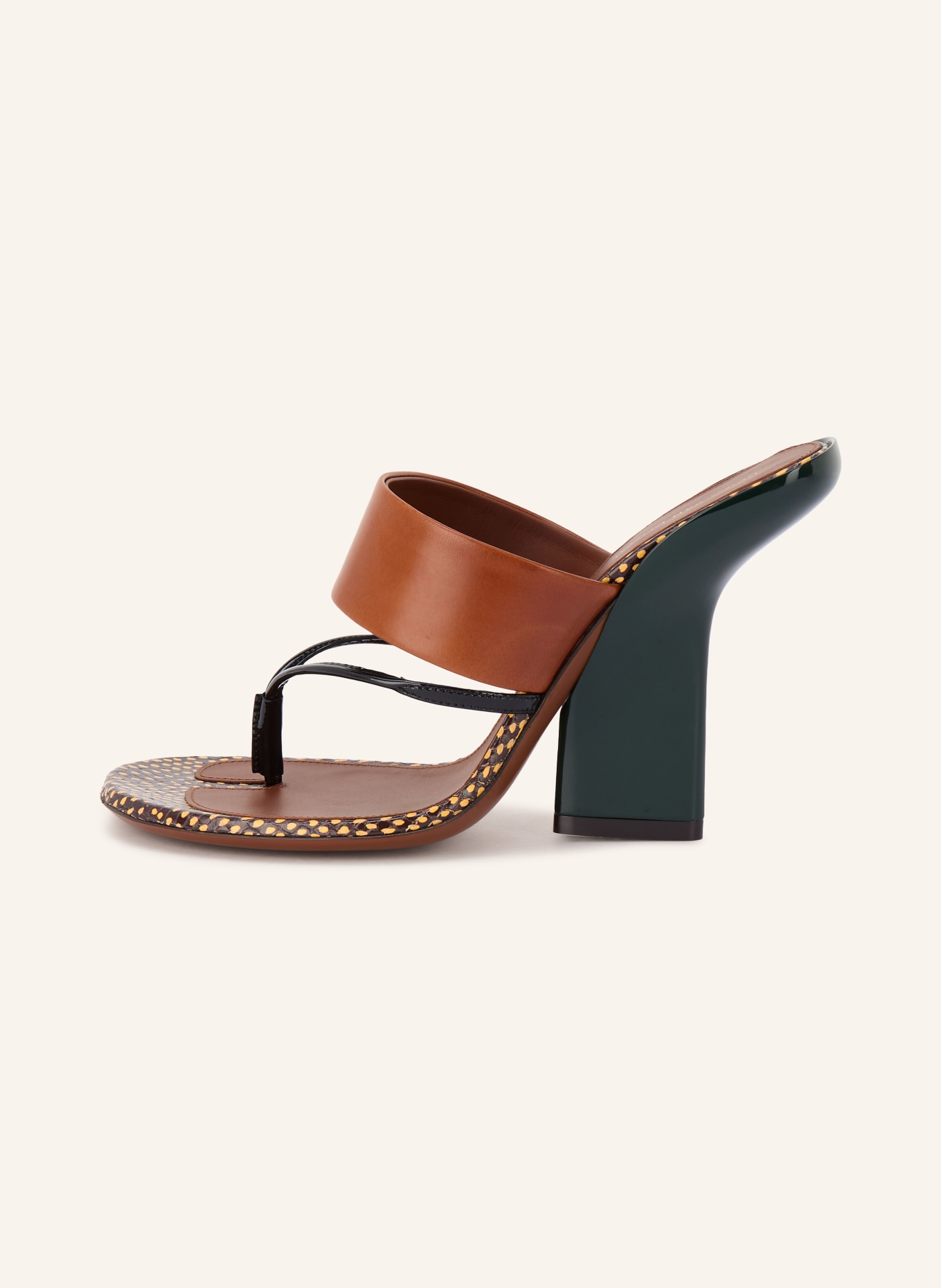 DRIES VAN NOTEN toe separators: BROWN / DARK GREEN