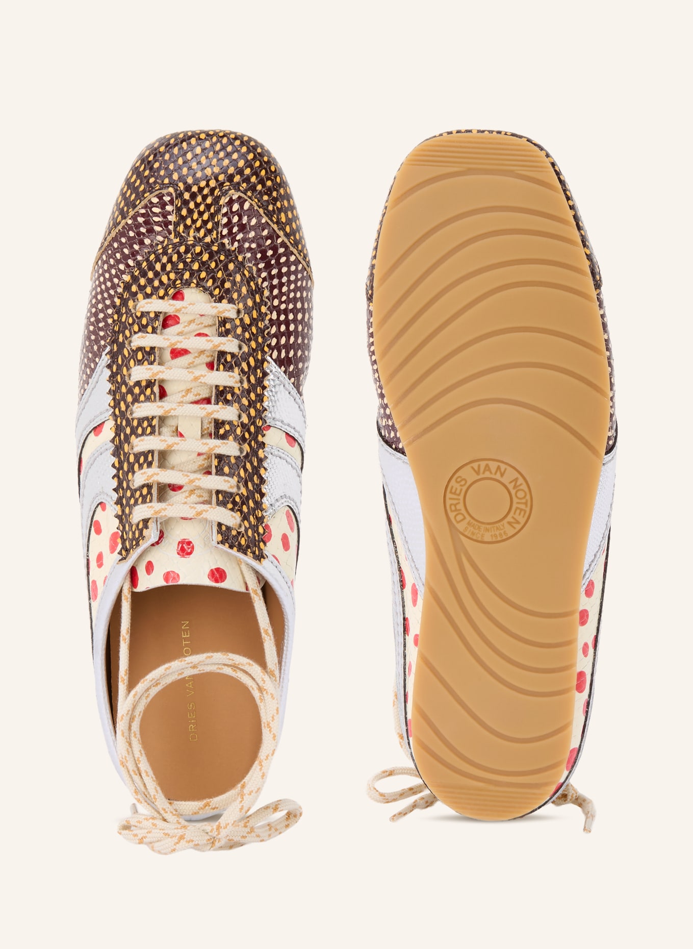 DRIES VAN NOTEN Mules: MARRON FONCÉ / BEIGE / ROOD