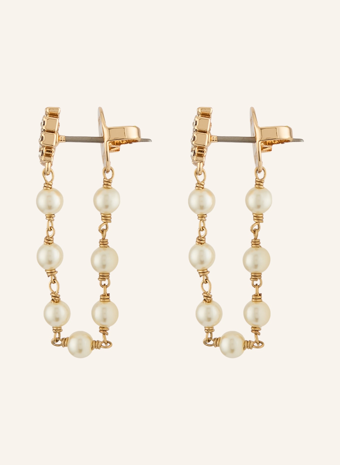 TORY BURCH Náušnice KIRA: ZLATÁ / BÍLÁ