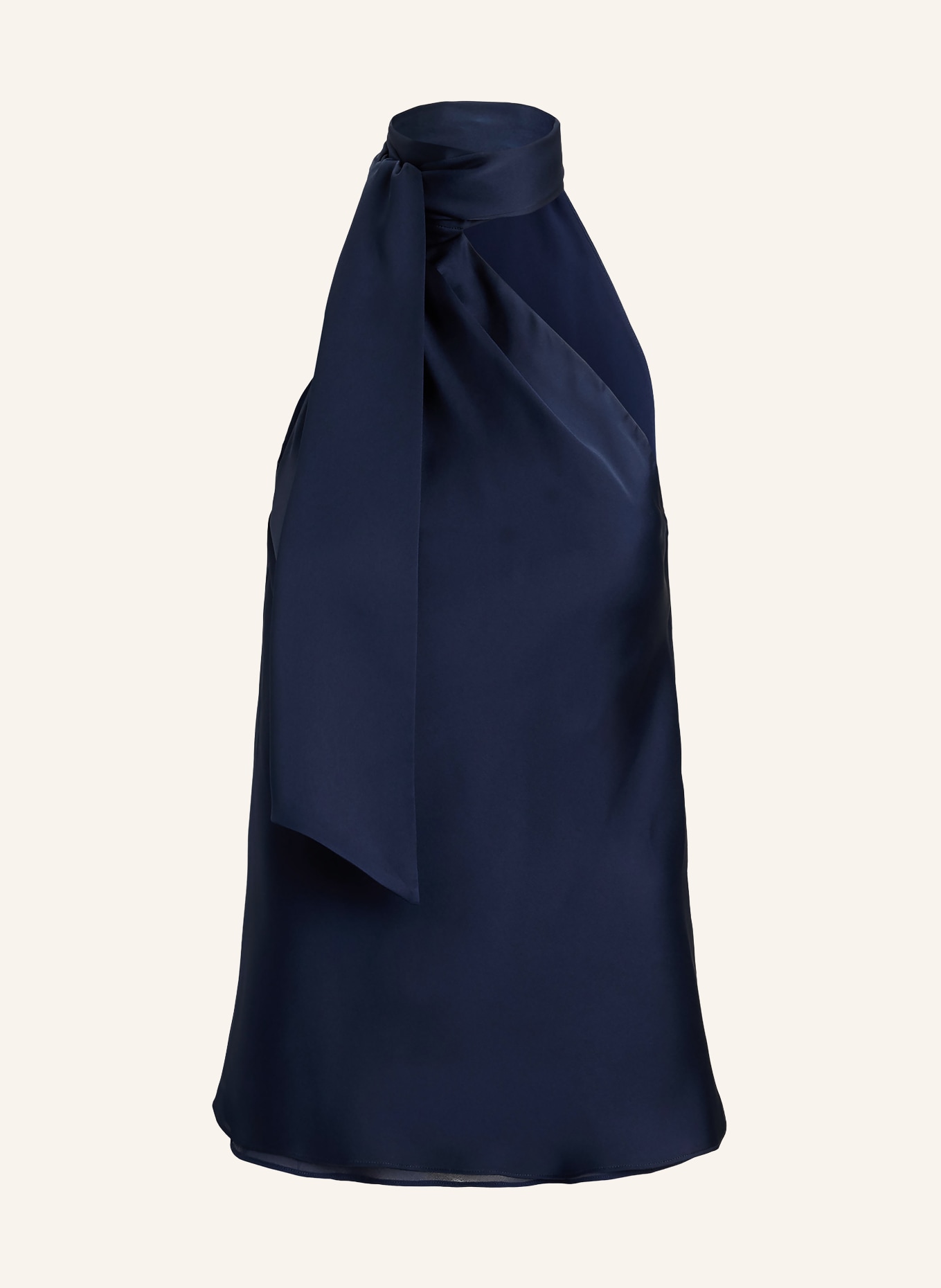 LAUREN RALPH LAUREN Top à col bateau en satin: BLEU FONCÉ