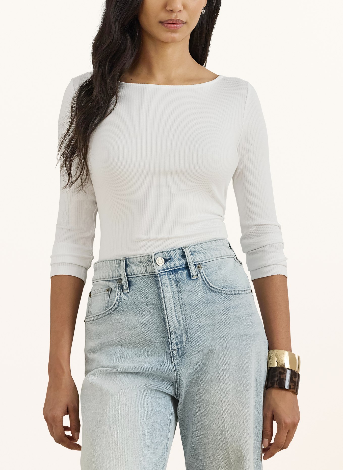 LAUREN RALPH LAUREN Shirt mit 3/4-Arm: WEISS