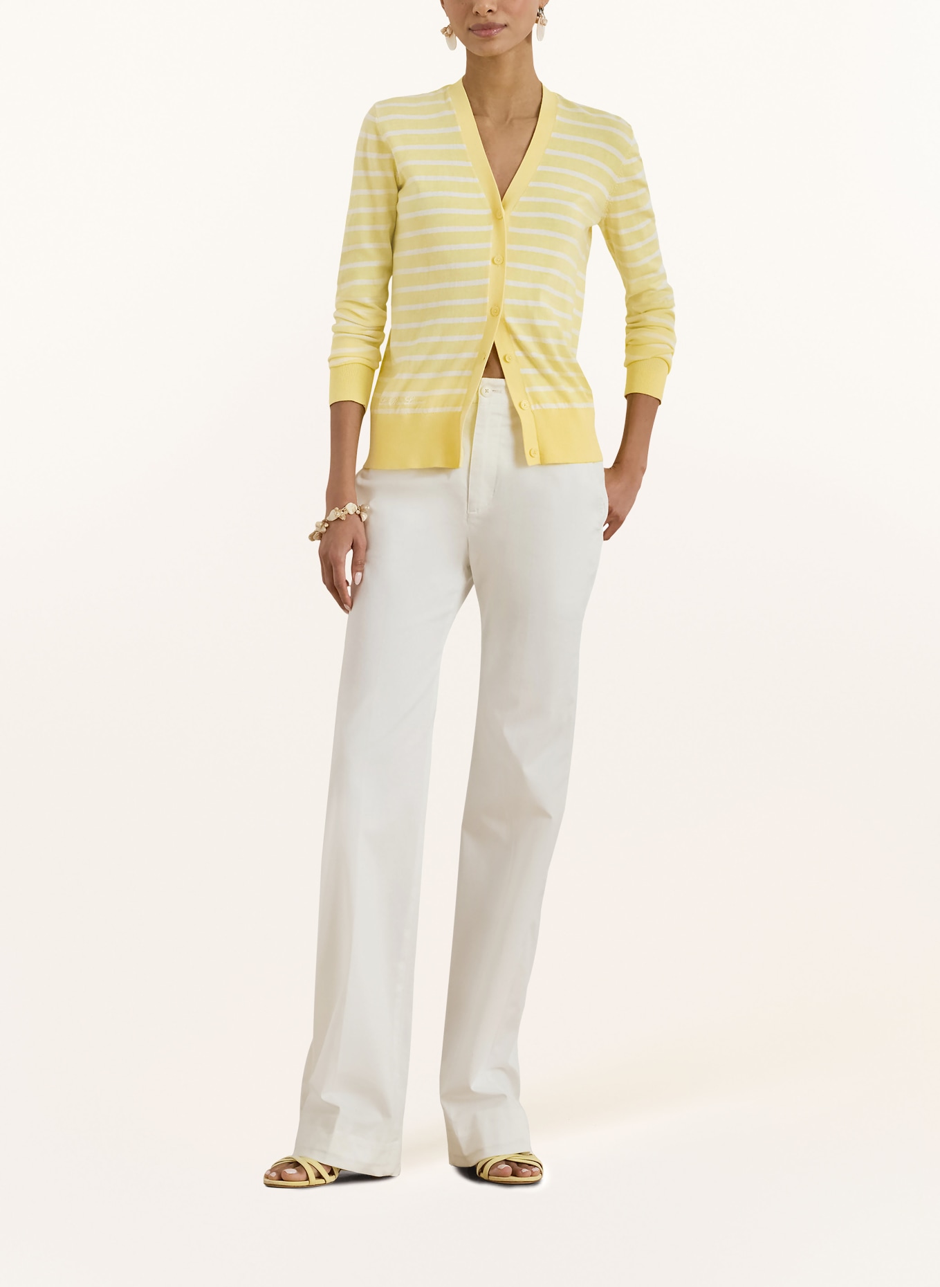 LAUREN RALPH LAUREN Kardigan: ŻÓŁTY / BIAŁY