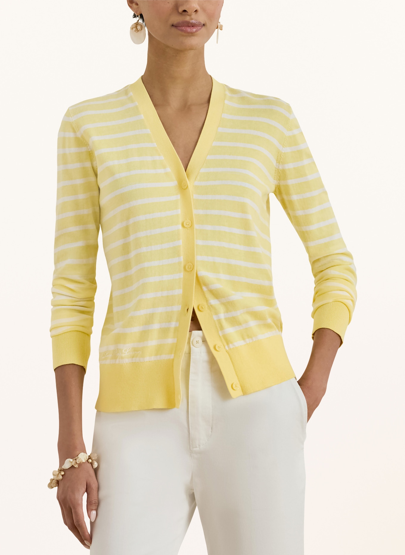 LAUREN RALPH LAUREN Kardigan: ŻÓŁTY / BIAŁY