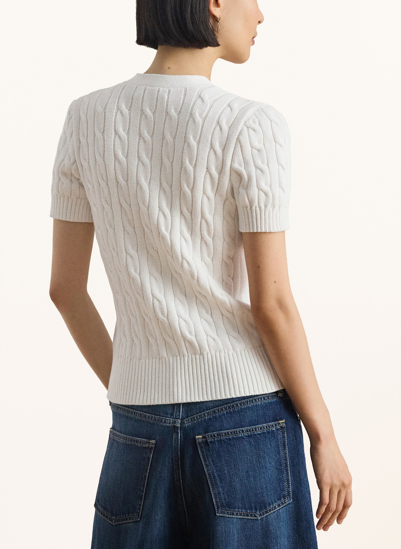 LAUREN RALPH LAUREN Strickjacke: WEISS