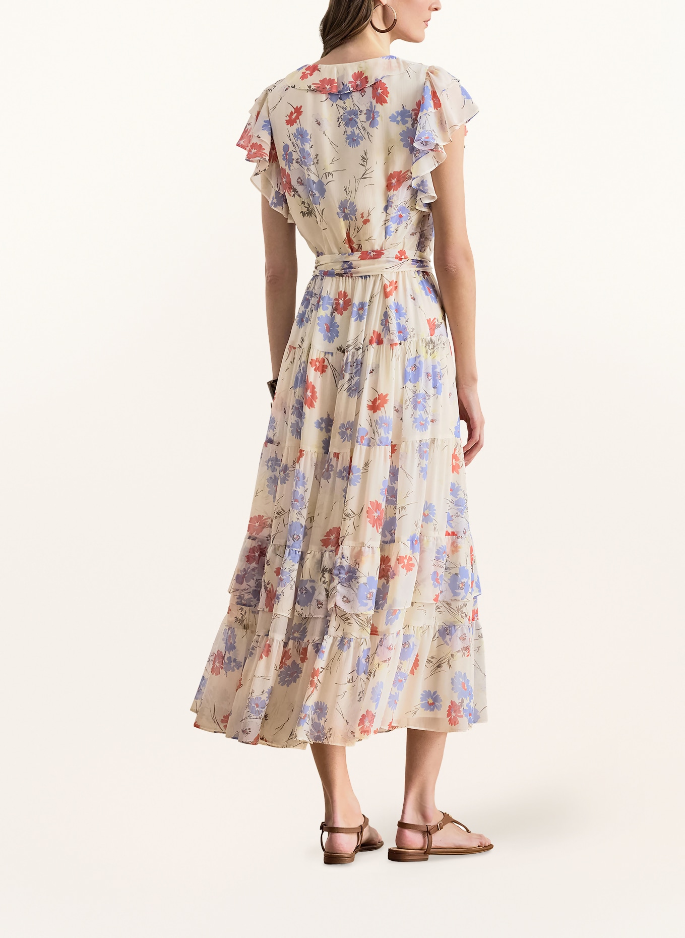 LAUREN RALPH LAUREN Sukienka z falbanami: KREMOWY / CZERWONY / NIEBIESKI