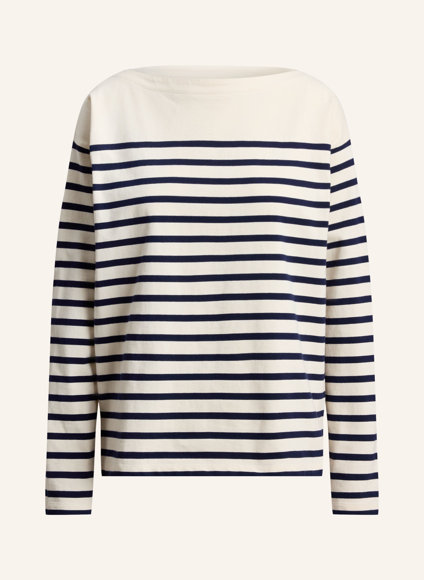 LAUREN RALPH LAUREN Longsleeve: ECRU / DUNKELBLAU