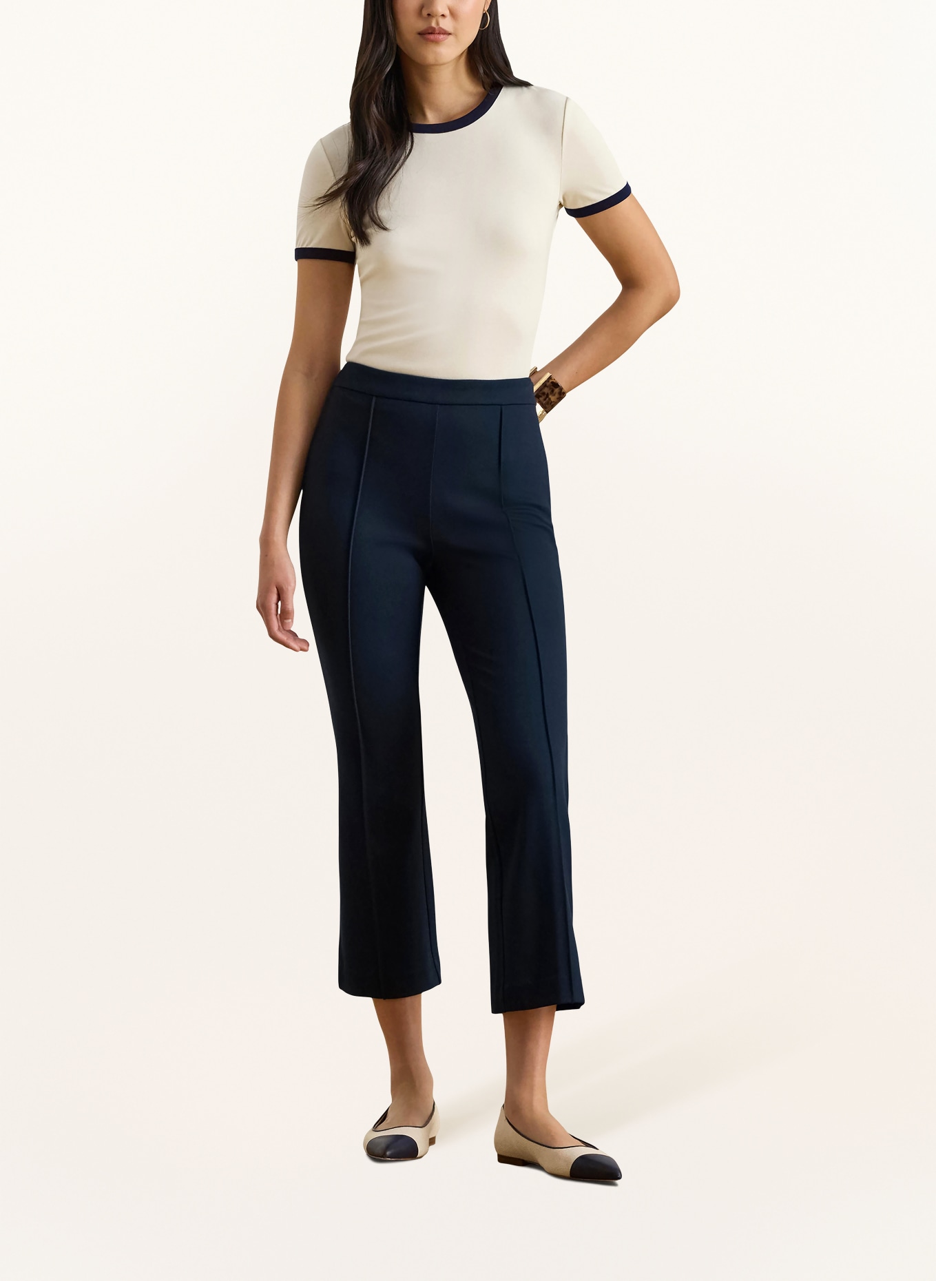 LAUREN RALPH LAUREN T-Shirt: CREME / DUNKELBLAU