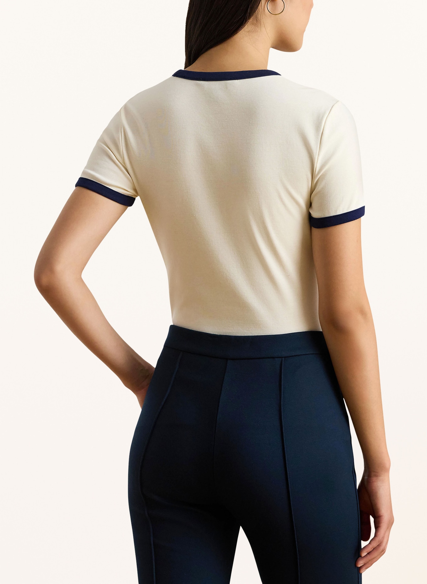 LAUREN RALPH LAUREN T-Shirt: CREME / DUNKELBLAU