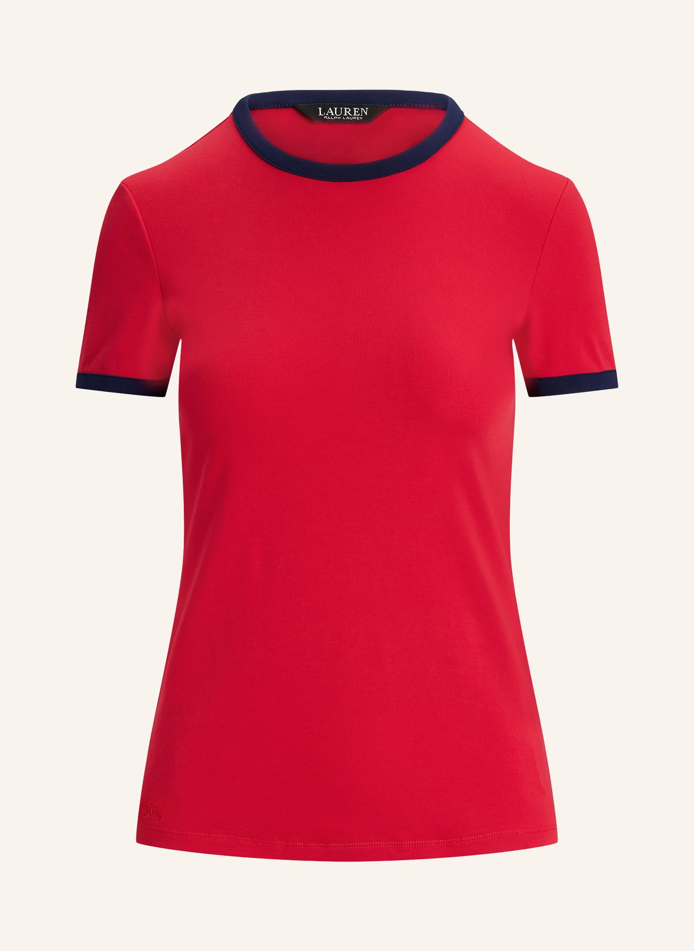 LAUREN RALPH LAUREN T-Shirt: ROT / DUNKELBLAU