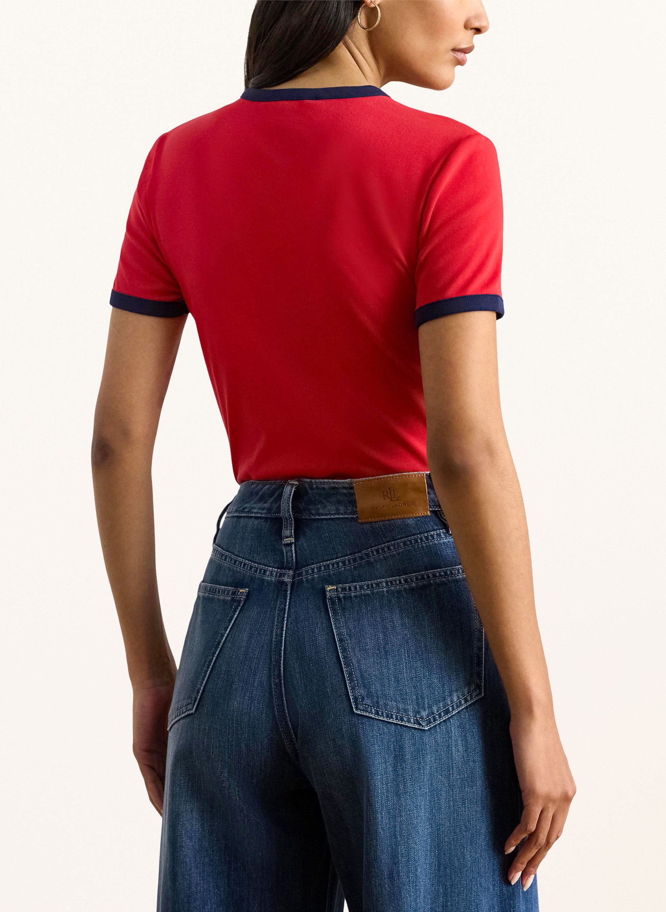 LAUREN RALPH LAUREN T-Shirt: ROT / DUNKELBLAU