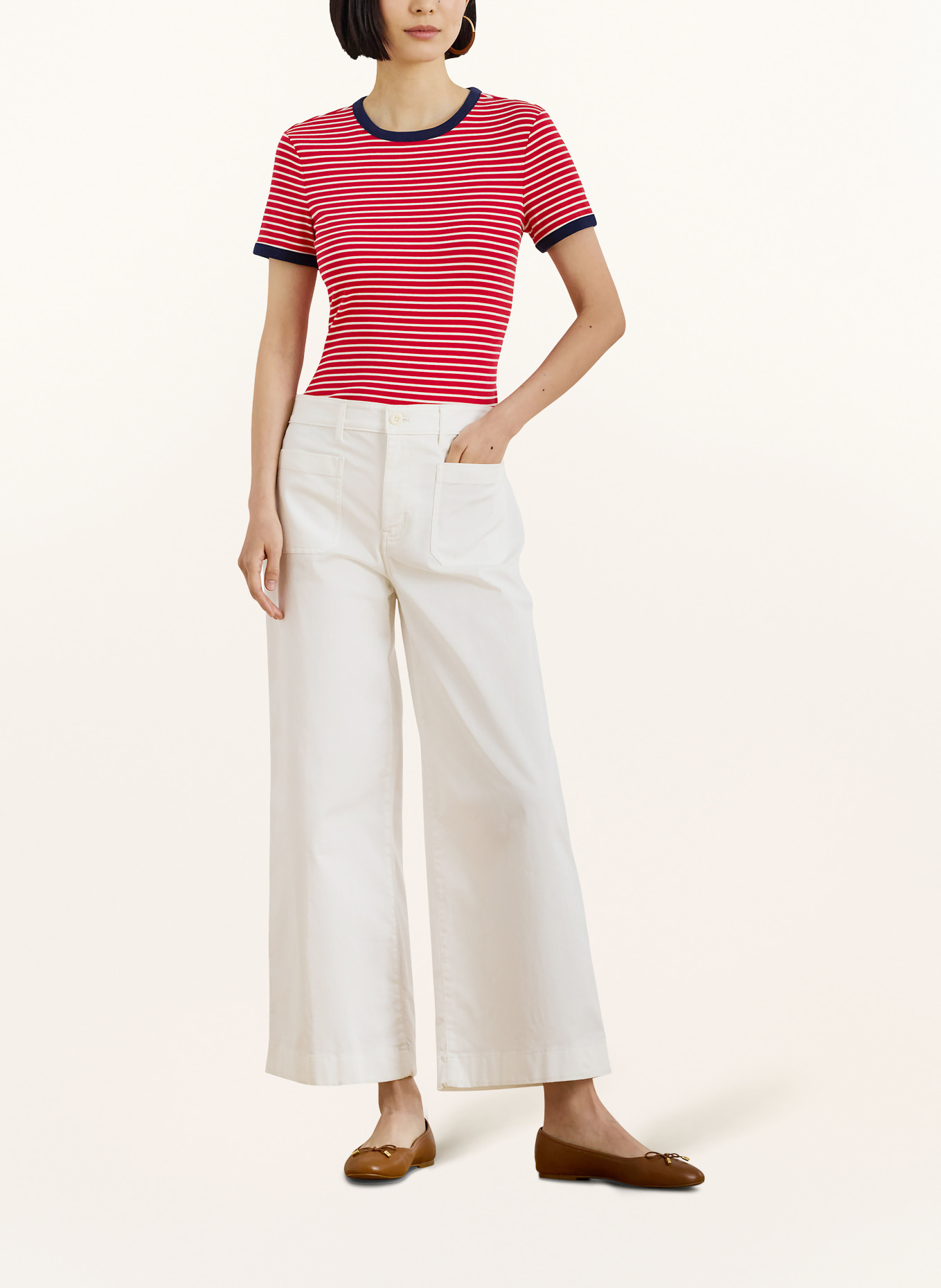 LAUREN RALPH LAUREN T-shirt: ROOD / CRÈME