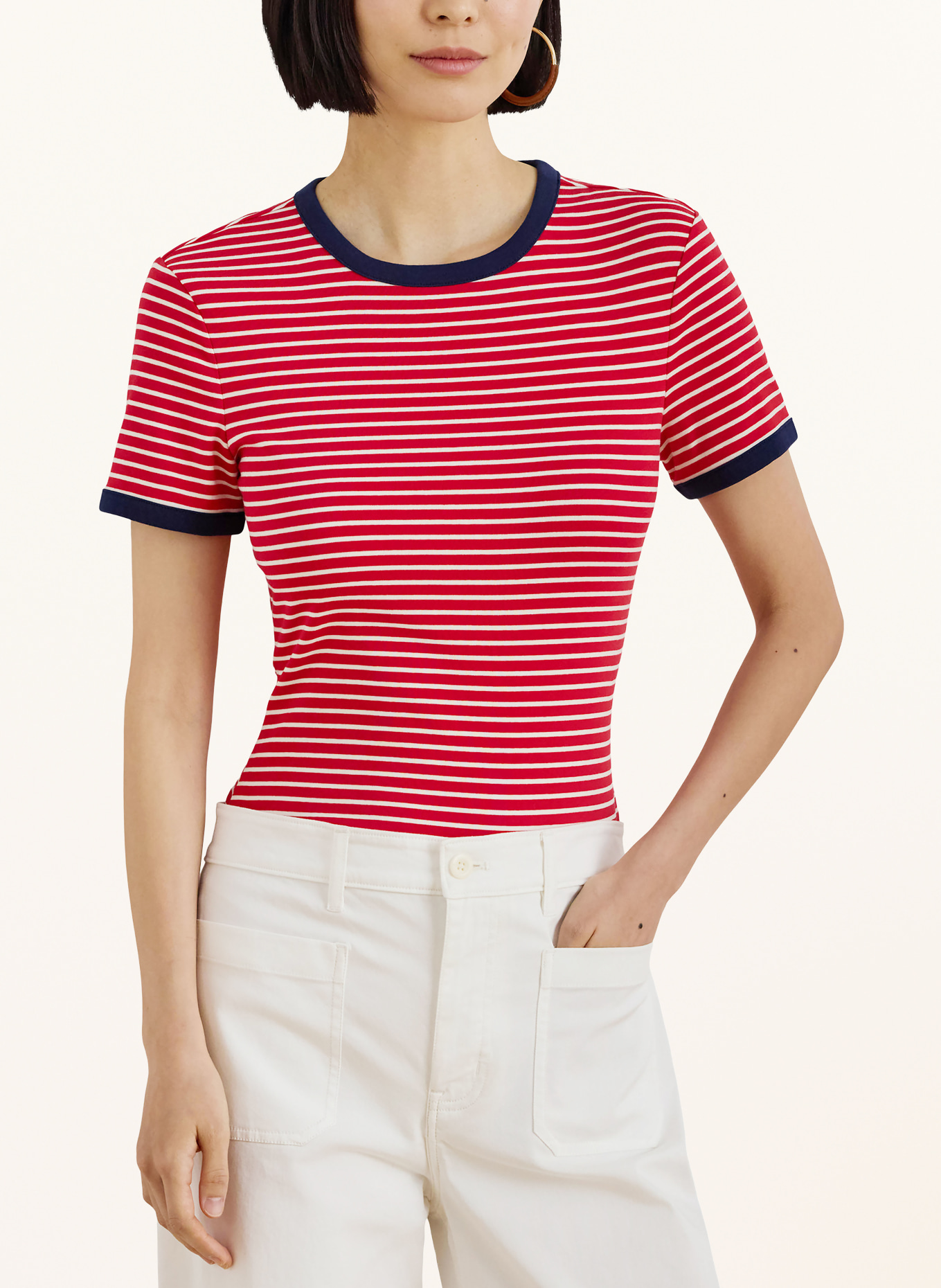LAUREN RALPH LAUREN T-shirt: ROOD / CRÈME