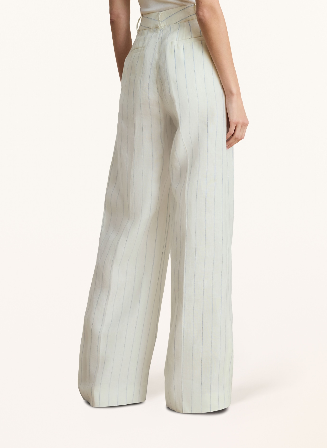 LAUREN RALPH LAUREN Marlenehose aus Leinen: CREME / BLAU