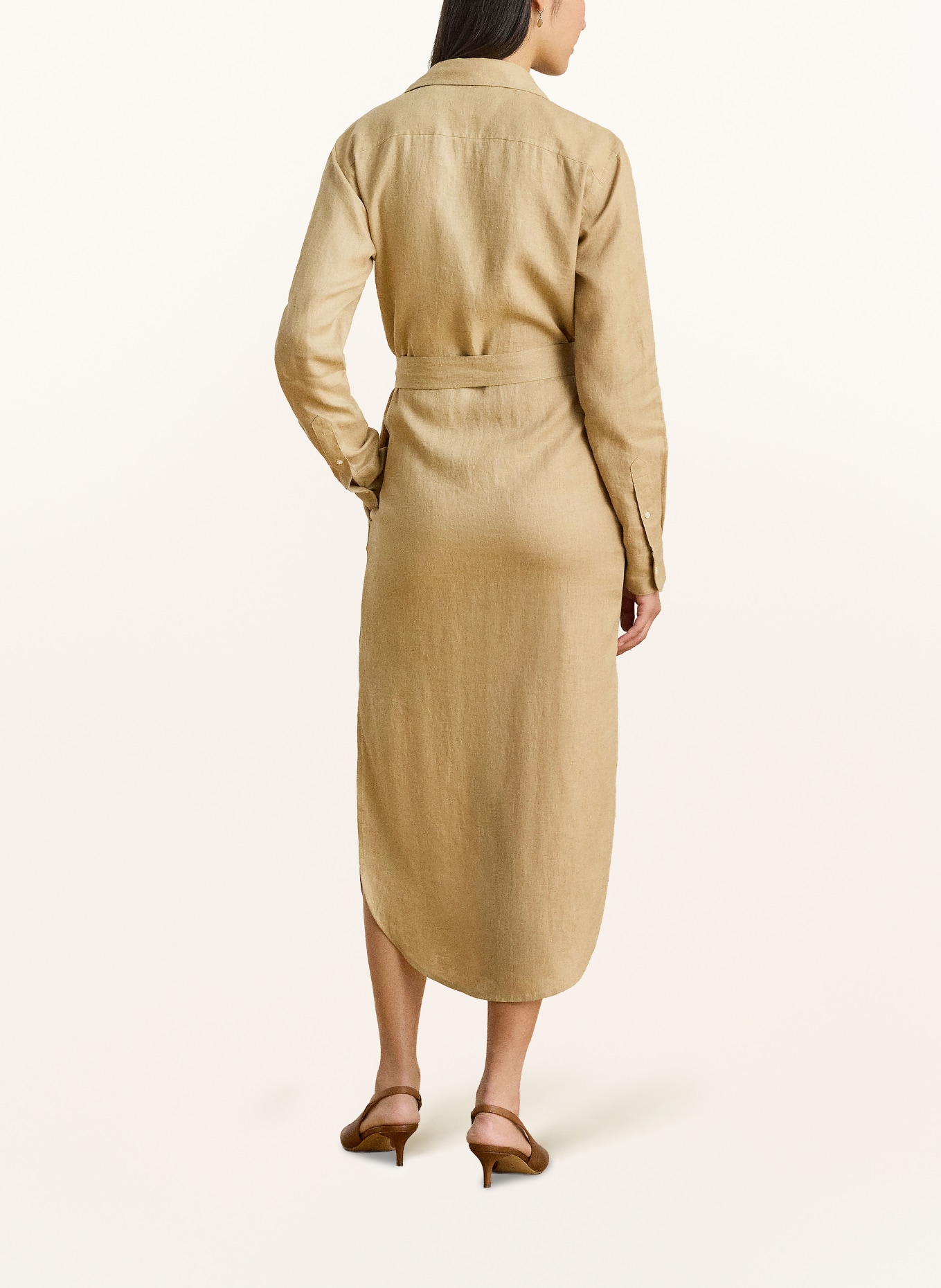 LAUREN RALPH LAUREN Sukienka koszulowa z lnu: BEŻOWY