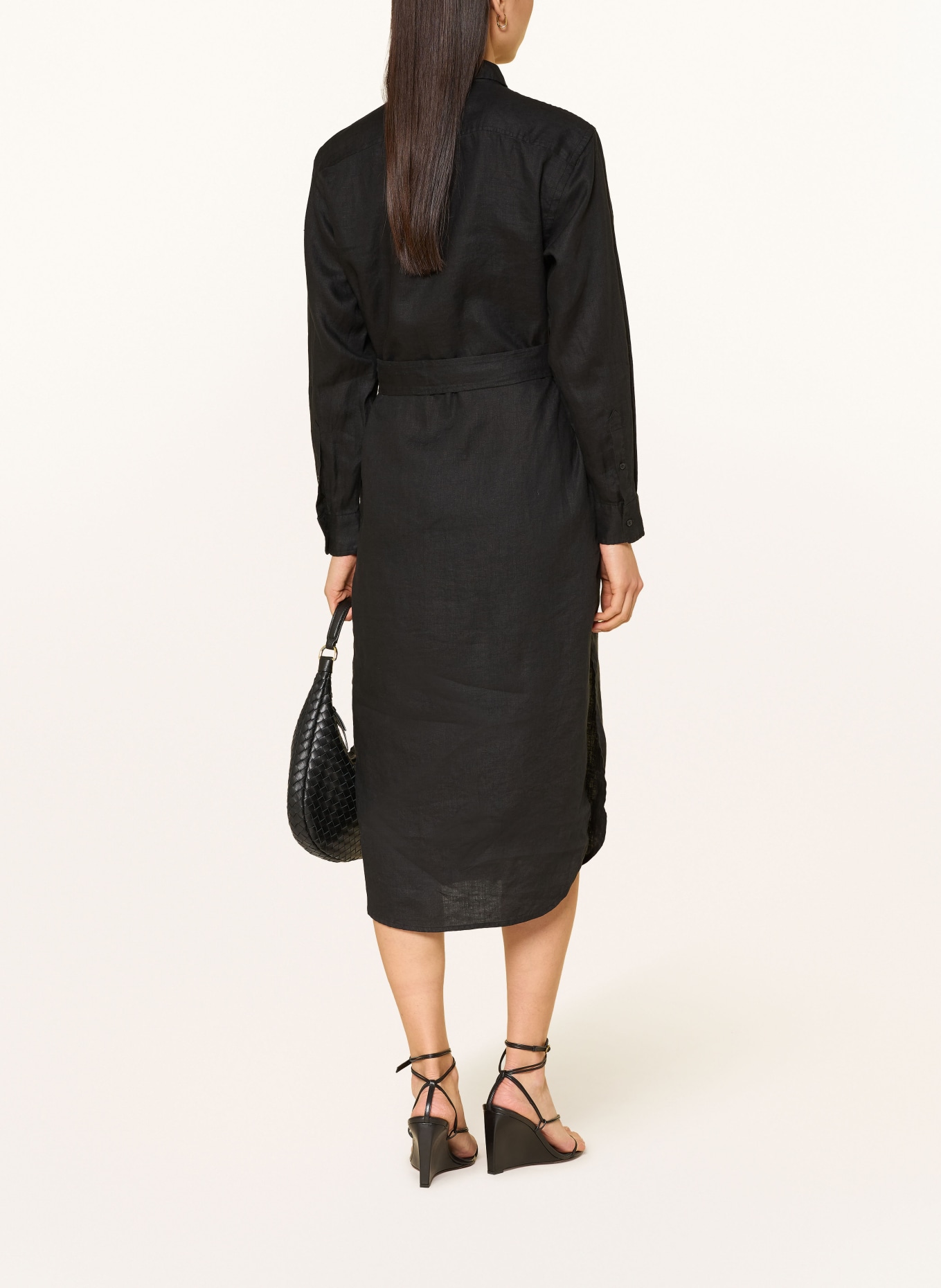 LAUREN RALPH LAUREN Hemdblusenkleid aus Leinen: SCHWARZ