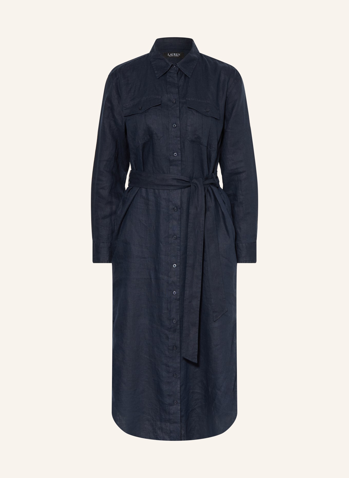 LAUREN RALPH LAUREN Hemdblusenkleid aus Leinen: DUNKELBLAU