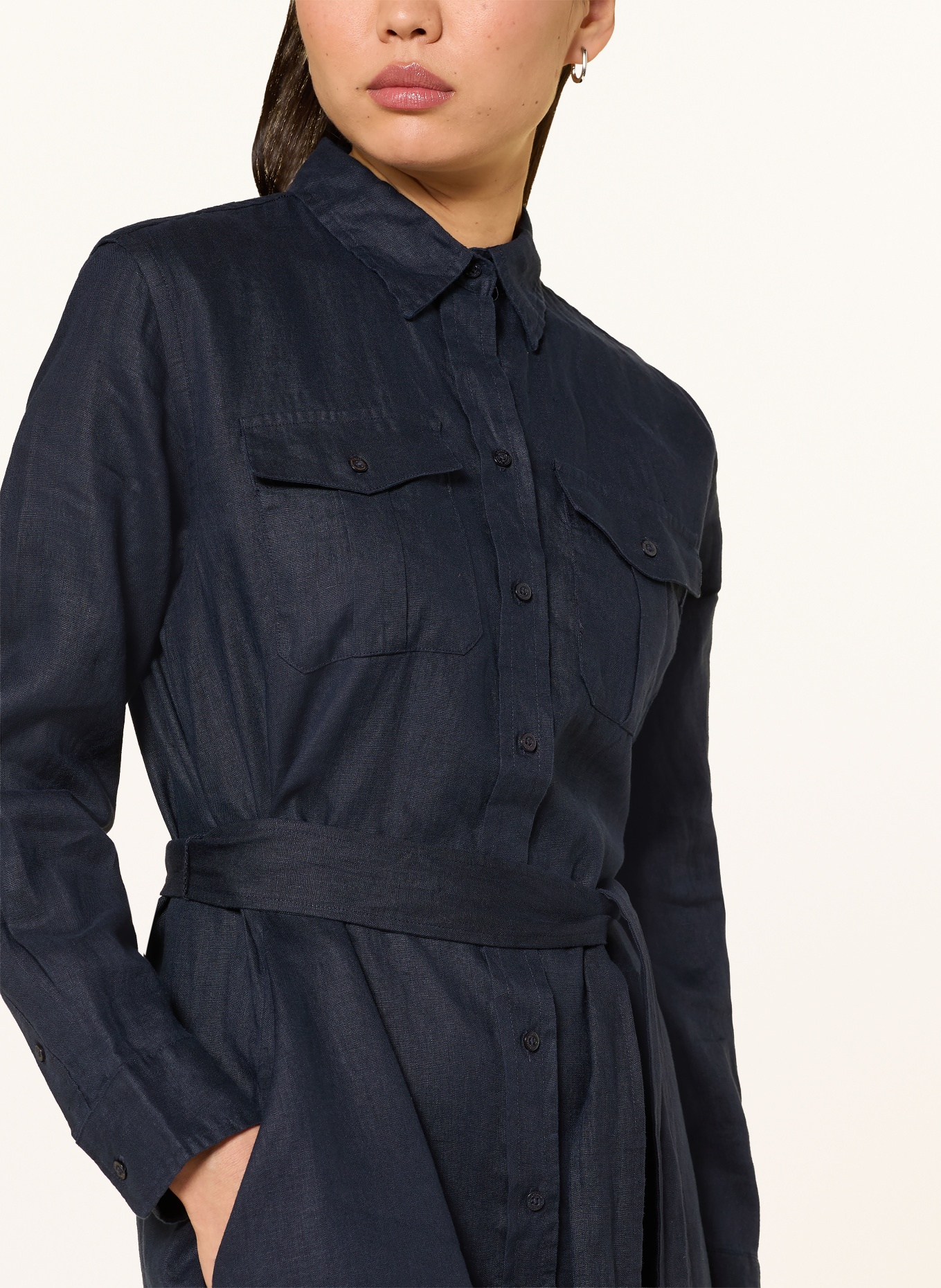 LAUREN RALPH LAUREN Hemdblusenkleid aus Leinen: DUNKELBLAU