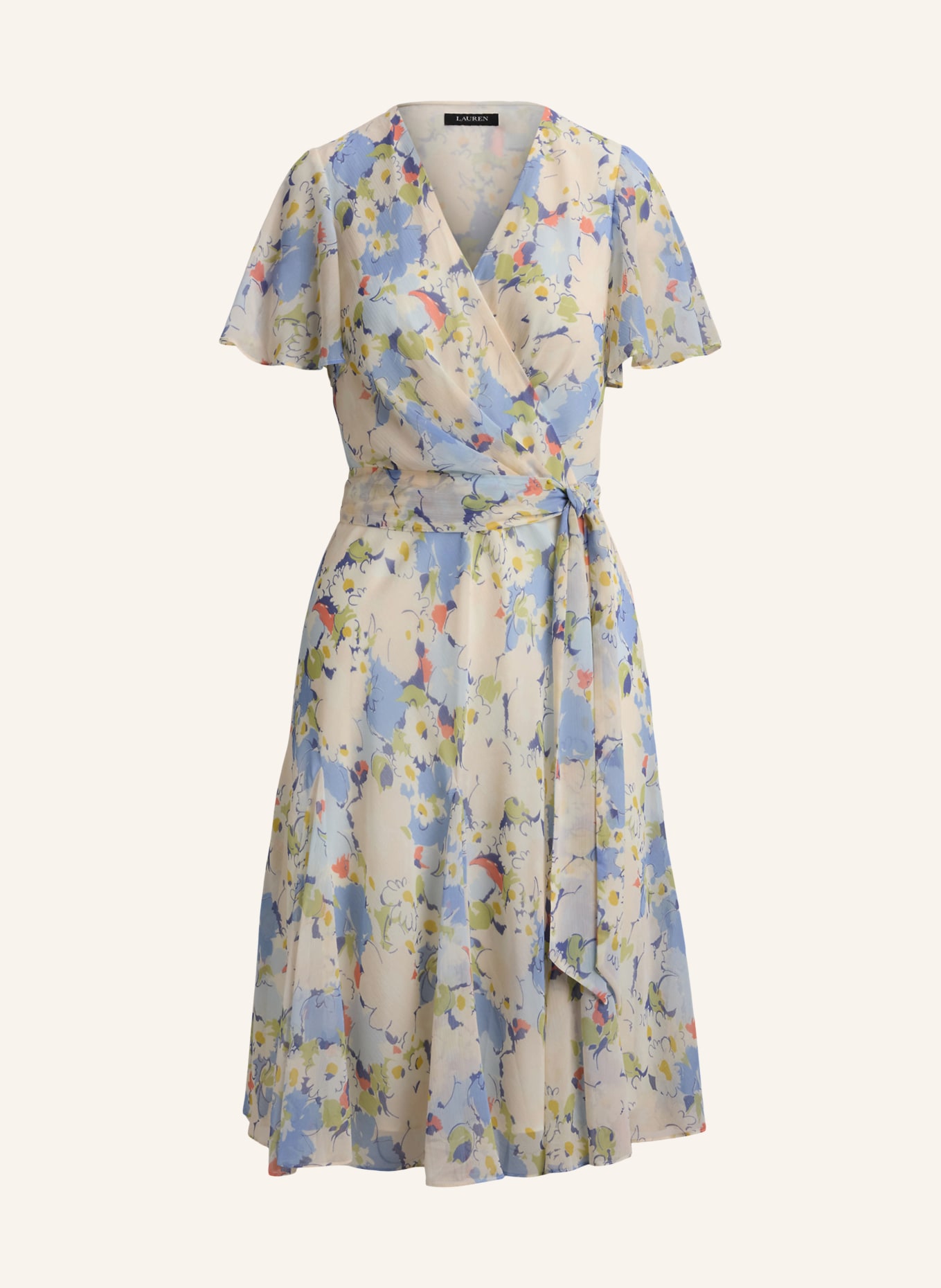 LAUREN RALPH LAUREN Wickelkleid: CREME / LACHS / HELLBLAU
