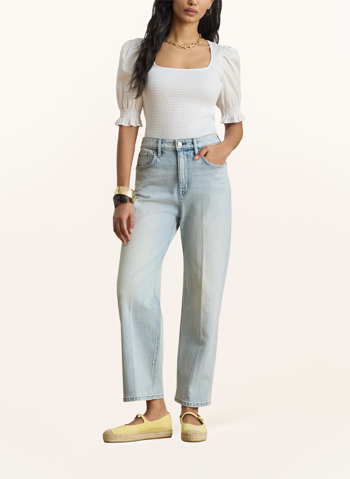 LAUREN RALPH LAUREN Blouse met ruches: WIT