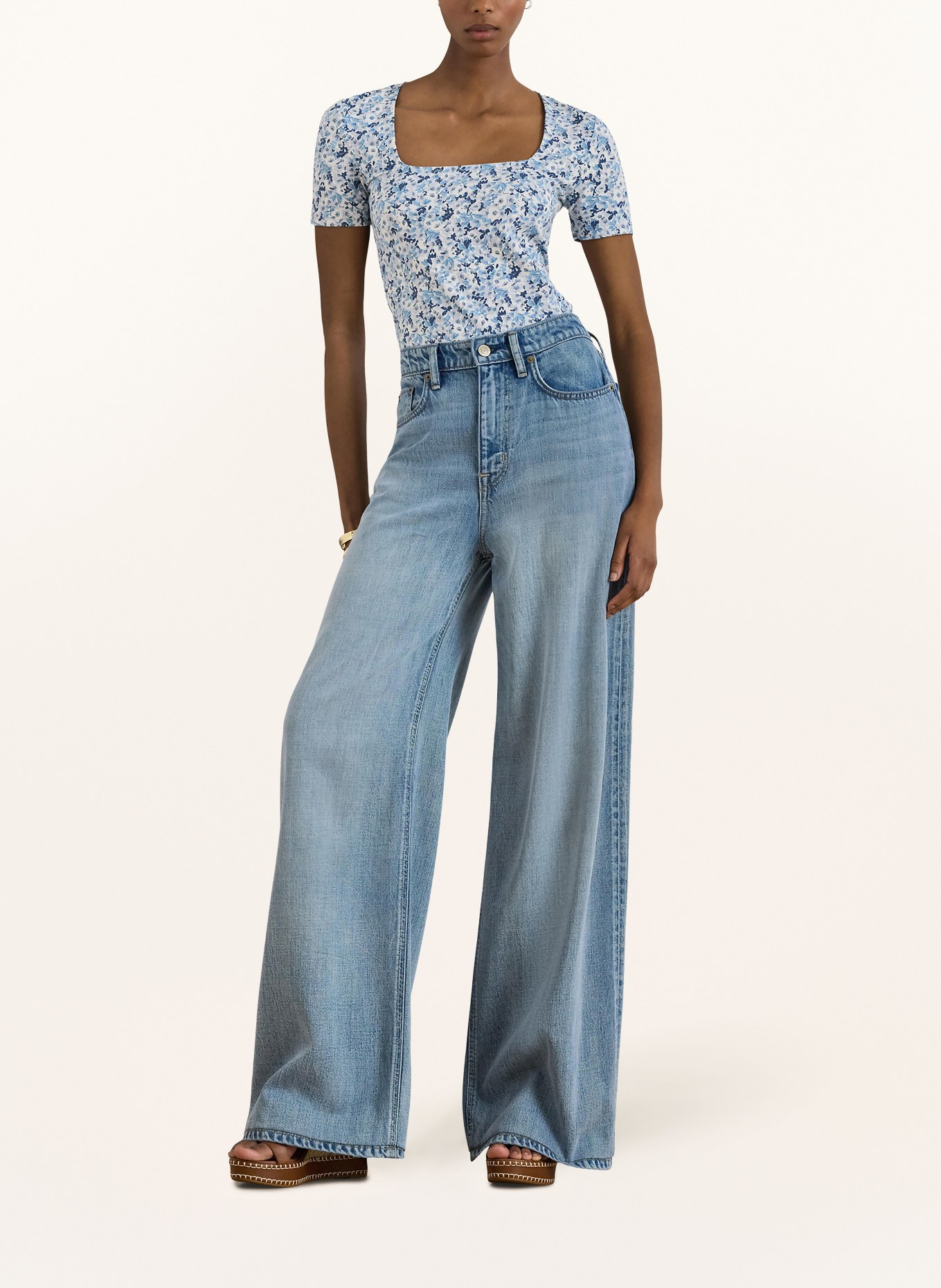 LAUREN RALPH LAUREN T-shirt: WIT / LICHTBLAUW / BLAUW