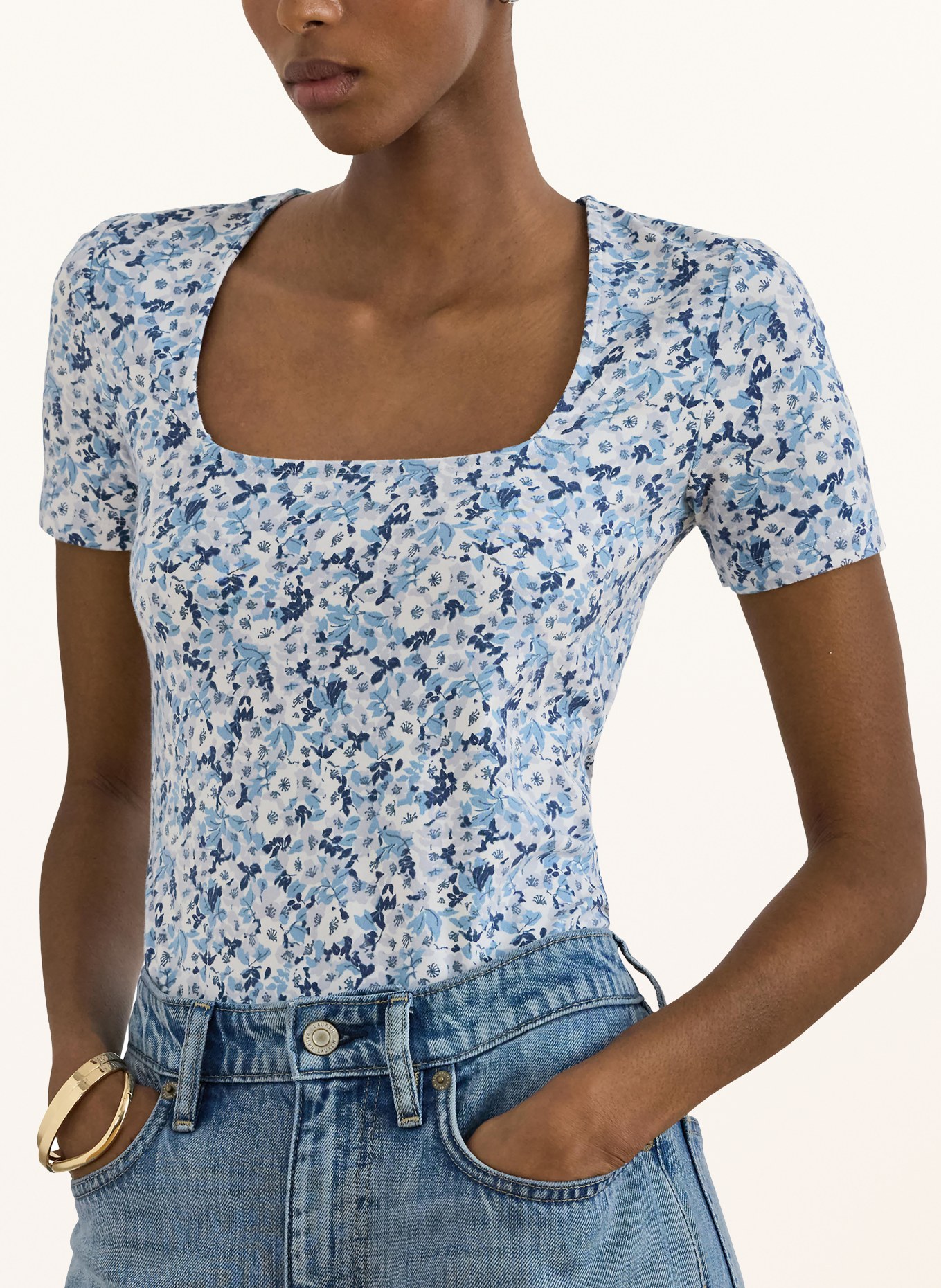 LAUREN RALPH LAUREN T-shirt: WIT / LICHTBLAUW / BLAUW