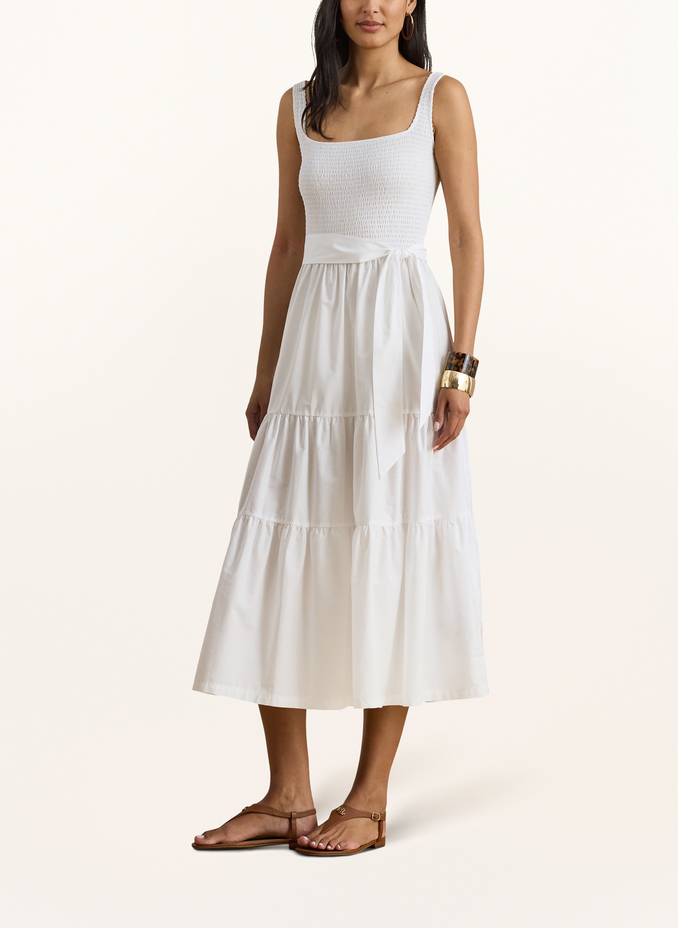 LAUREN RALPH LAUREN Jurk van verschillende materialen: WIT