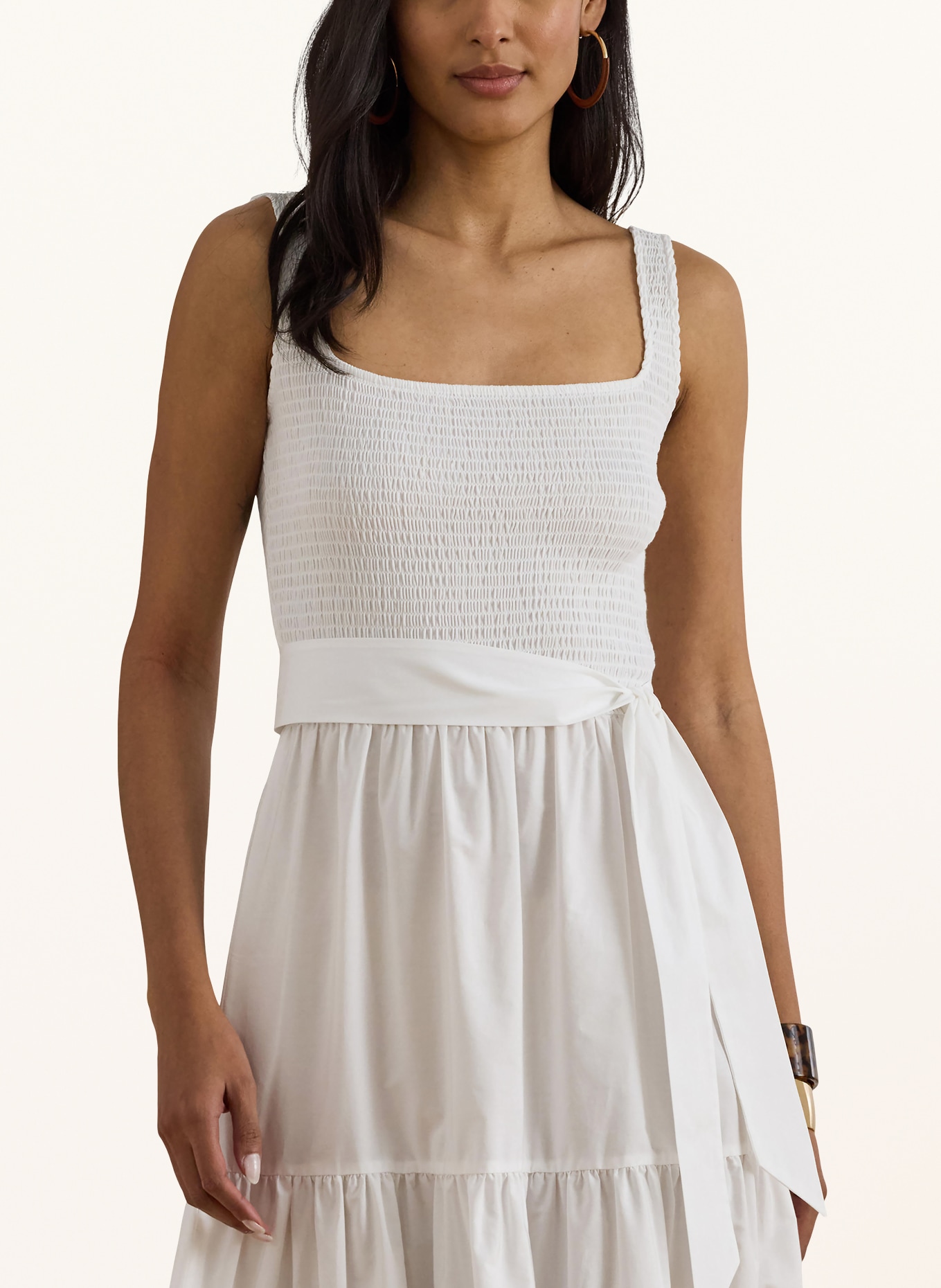 LAUREN RALPH LAUREN Jurk van verschillende materialen: WIT