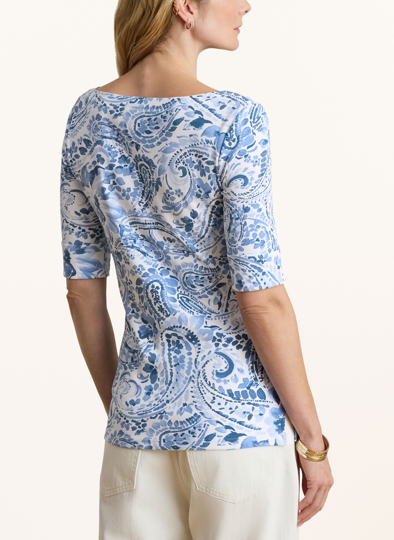 LAUREN RALPH LAUREN T-shirt JUDY: WIT / LICHTBLAUW / BLAUW