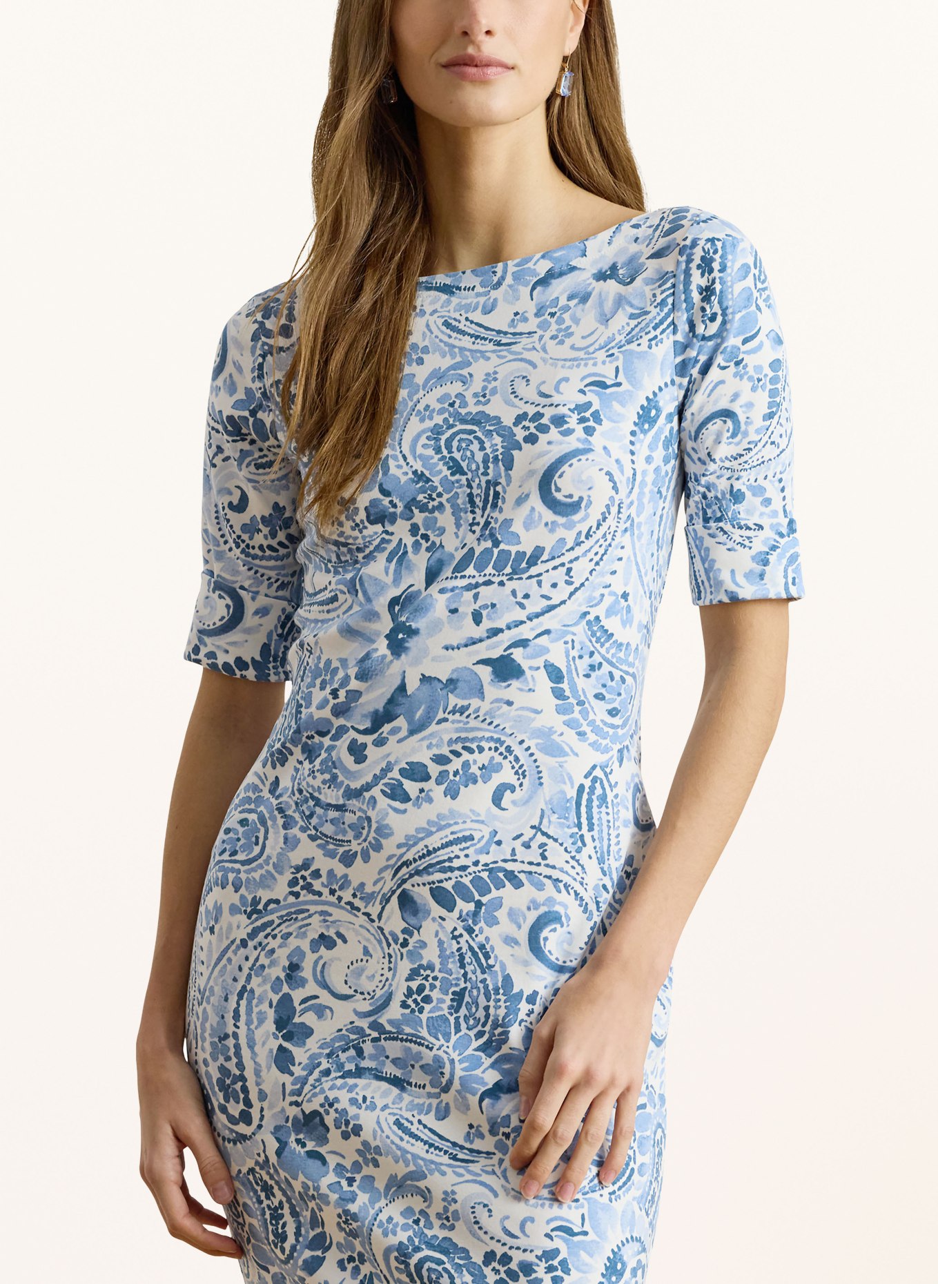 LAUREN RALPH LAUREN Jerseyjurk: WIT / LICHTBLAUW