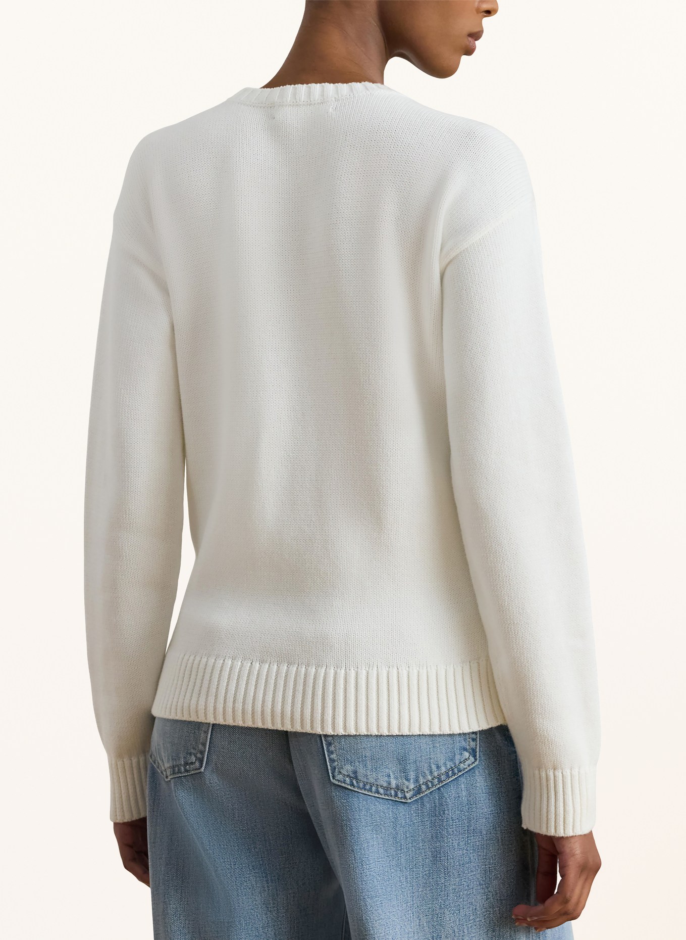 LAUREN RALPH LAUREN Pullover: WEISS / BRAUN / HELLGRAU
