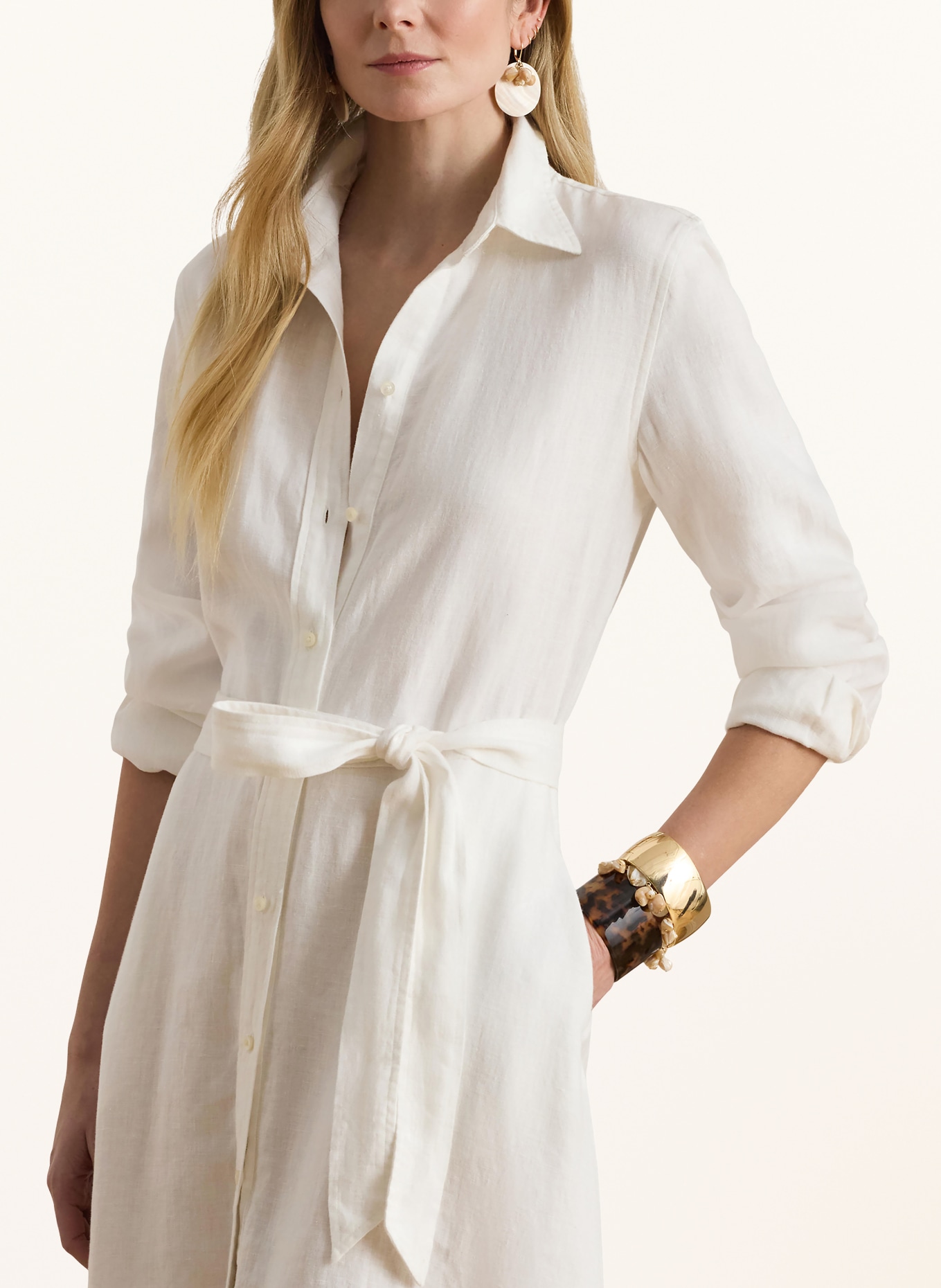 LAUREN RALPH LAUREN Leinenkleid: WEISS