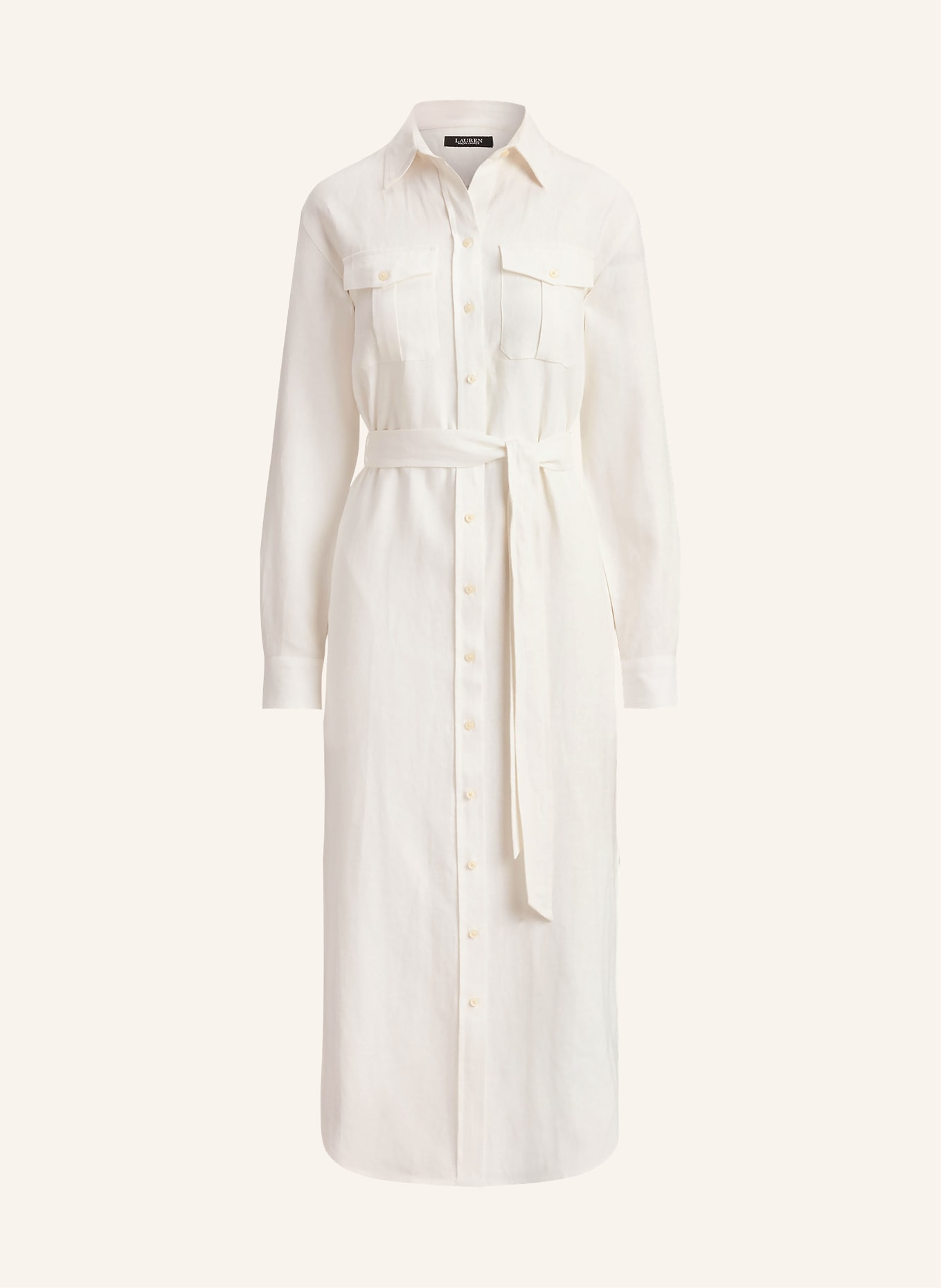 LAUREN RALPH LAUREN Robe chemise en lin: BLANC