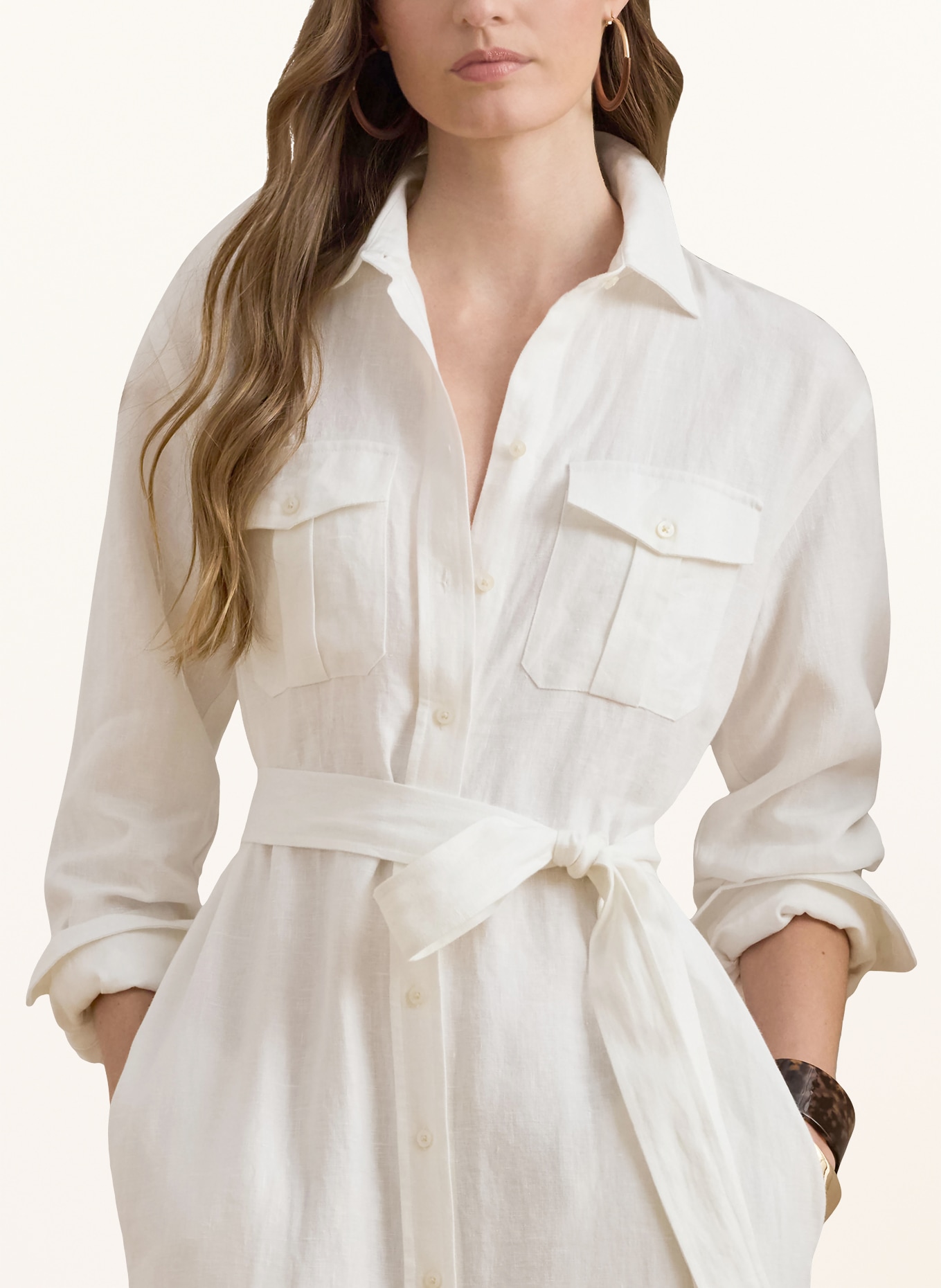 LAUREN RALPH LAUREN Robe chemise en lin: BLANC