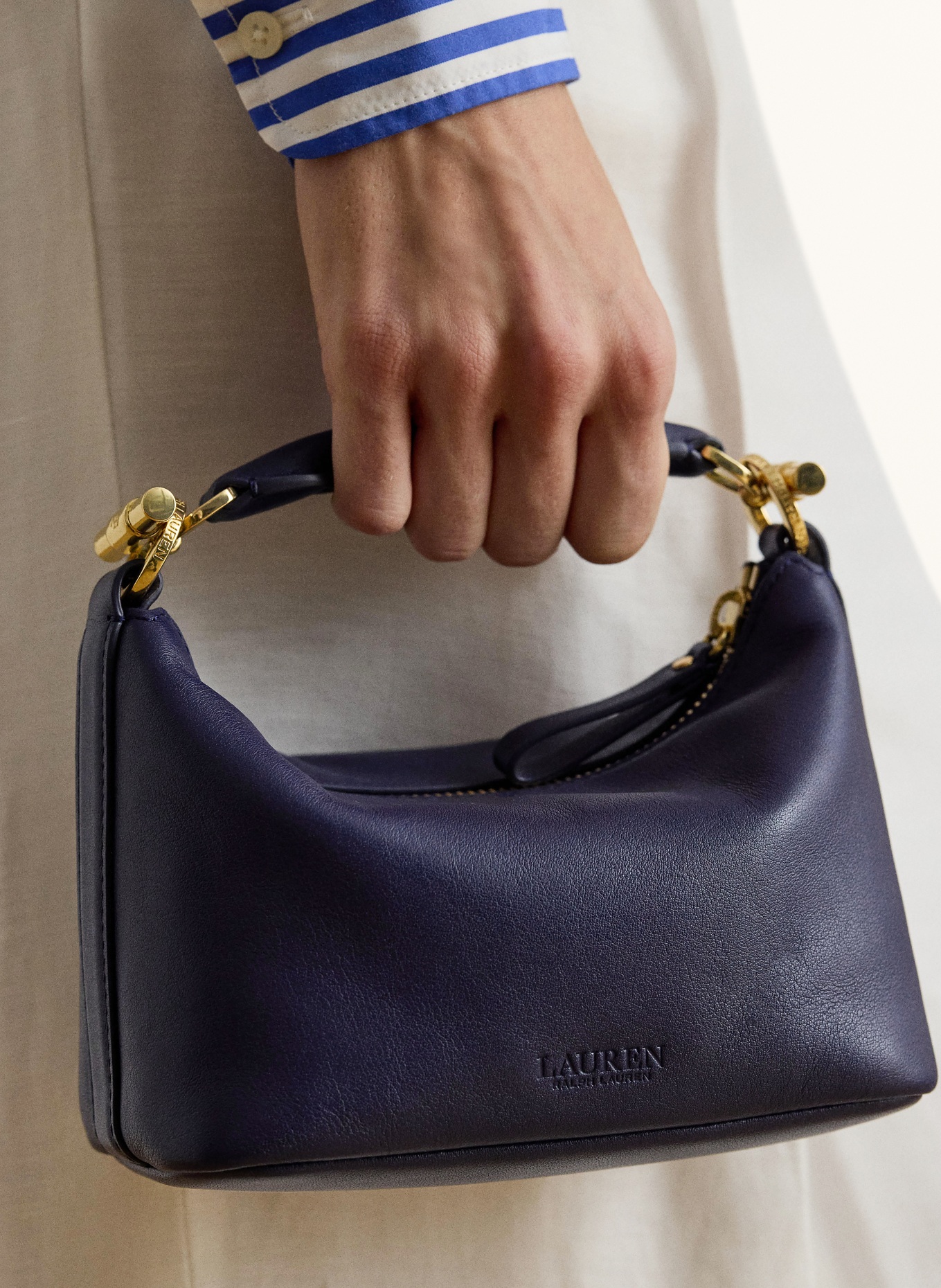 LAUREN RALPH LAUREN Handtasche BLAIKE MINI: DUNKELBLAU / GOLD