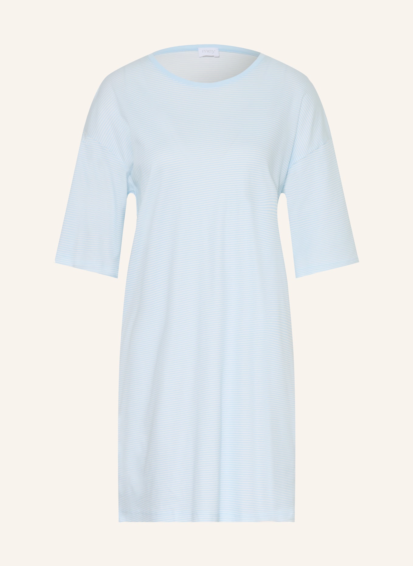 mey Nachthemd SIMPLE STRIPES mit 3/4-Arm: HELLBLAU / WEISS